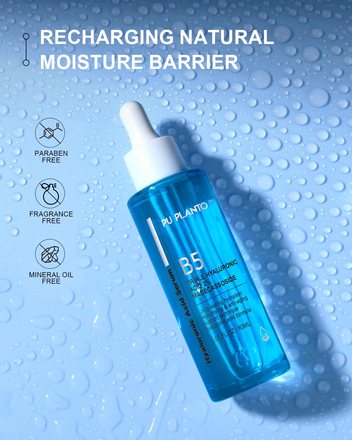 PU PLANTO B5 Hyaluronic Acid Serum 2oz, Hydrating Anti-Aging Formula with Vitamin B5 - Image 3