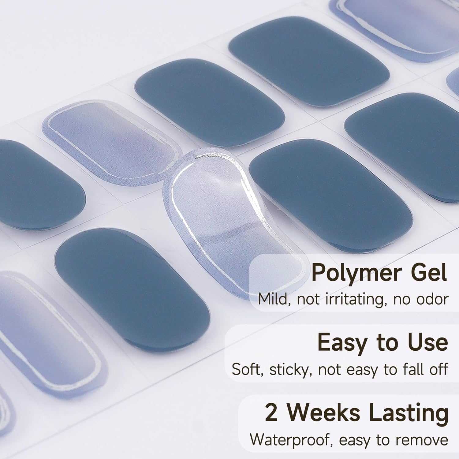 Blue Horizon 28 Piece Semi-Cured Gel Nail Strips for DIY Application with UV Lamp - Image 3