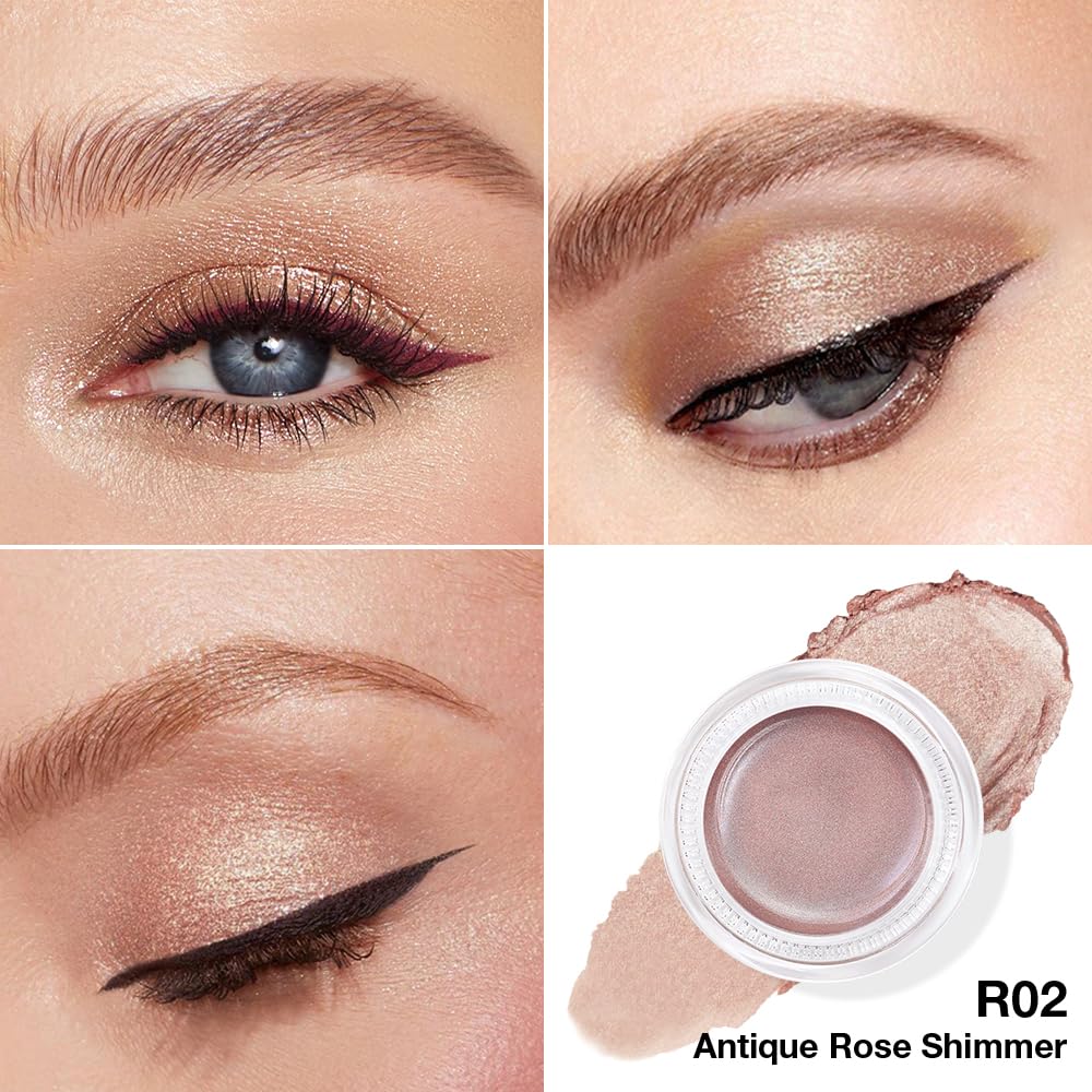 Antique Rose Shimmer Metallic Eyeshadow Palette for Mature Women, Cream Glitter Finish, Mini Size, Talc-Free - Image 3