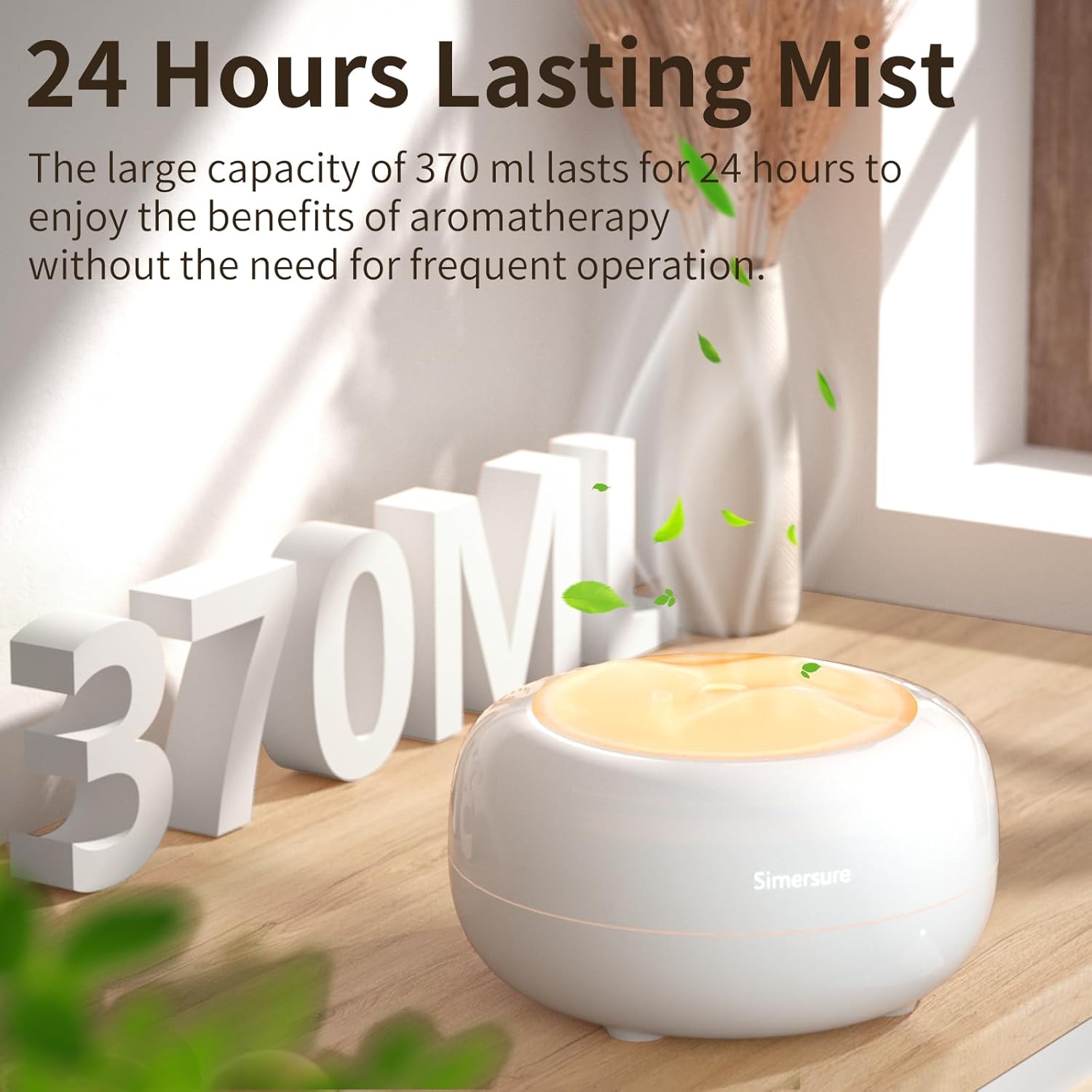 Milky White Essential Oil Diffuser Humidifier 500ml Large Room 7 LED Colors Timer Auto-Off - Image 2