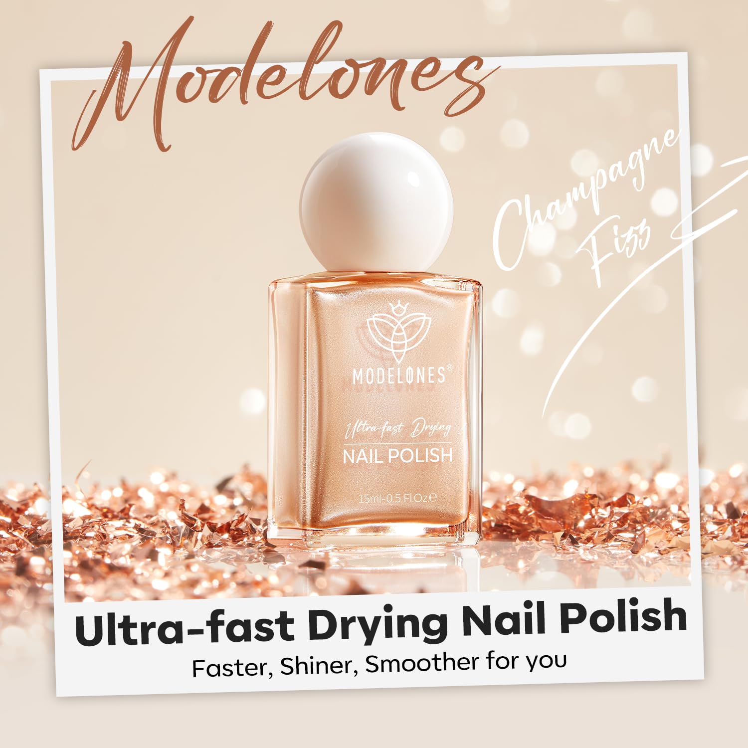 Modelones 15ml Bronze Brown Metallic Glitter Nail Polish Quick Dry Lacquer - Image 2