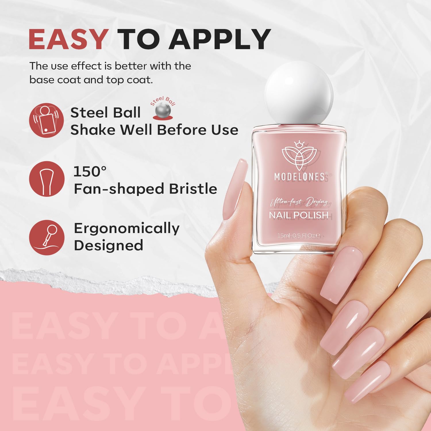 Modelones 15ml Jelly Nude Nail Polish Natural Pink Translucent for DIY Manicure - Image 4
