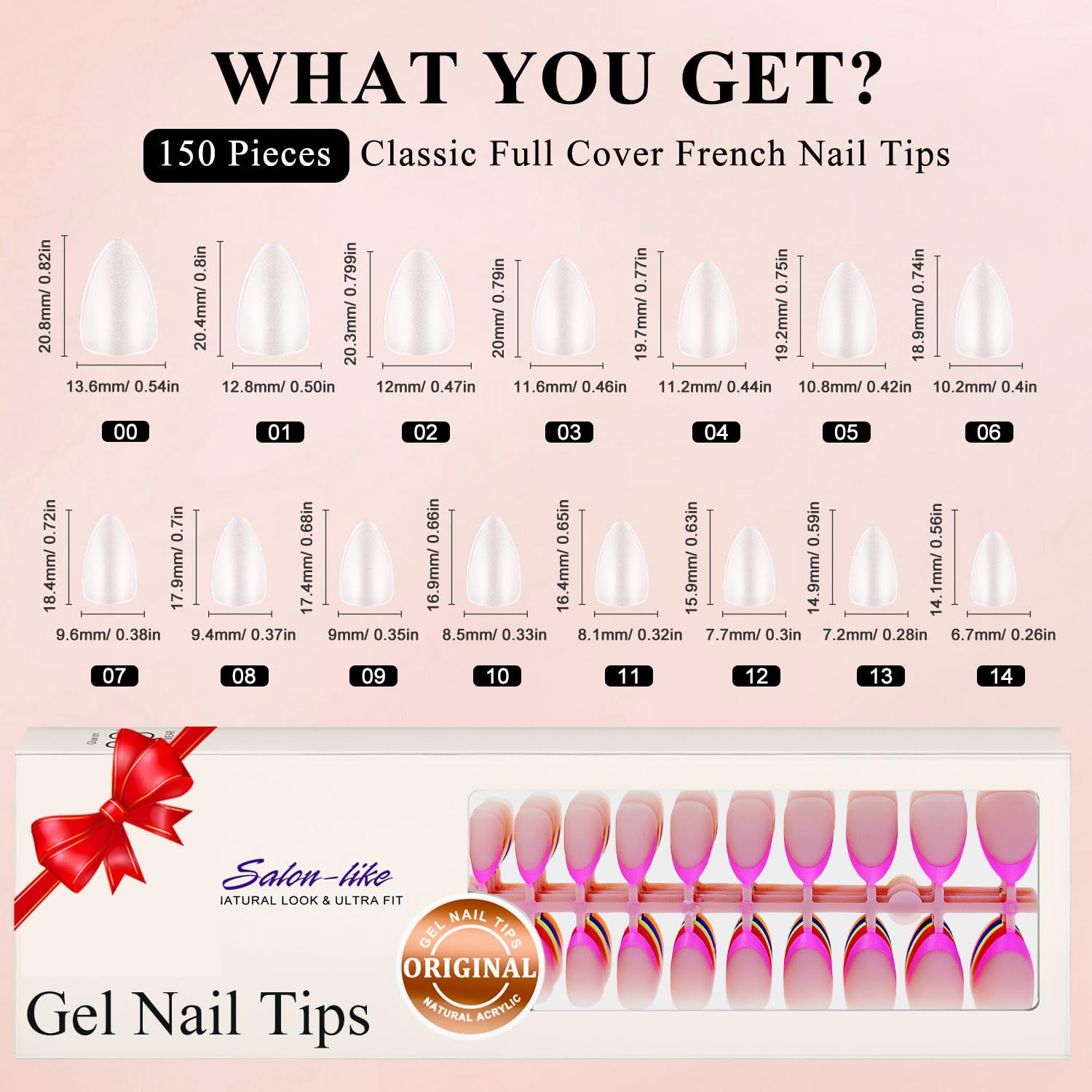 KQueenest 150 Piece Short Almond Multi-Color French Gel Nail Tips - Image 7