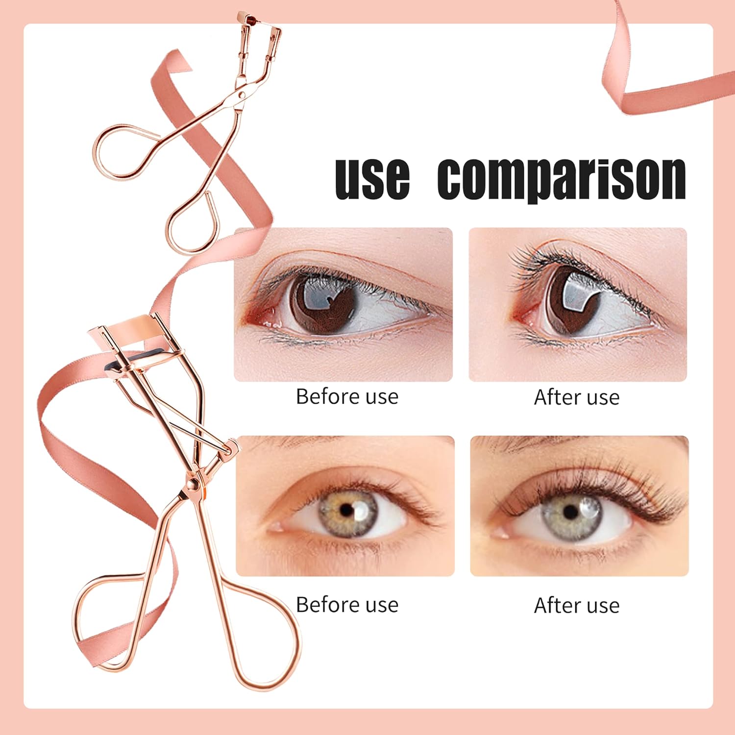 Eyelash Curler Set with Regular and Mini Precision Curlers, Separator Comb, Rose Gold Finish - Image 5