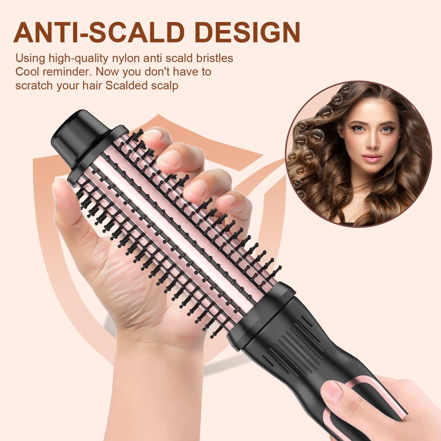 1.25 Inch Adjustable Temperature Heated Round Brush for Smooth Curls Travel-Friendly - Image 2