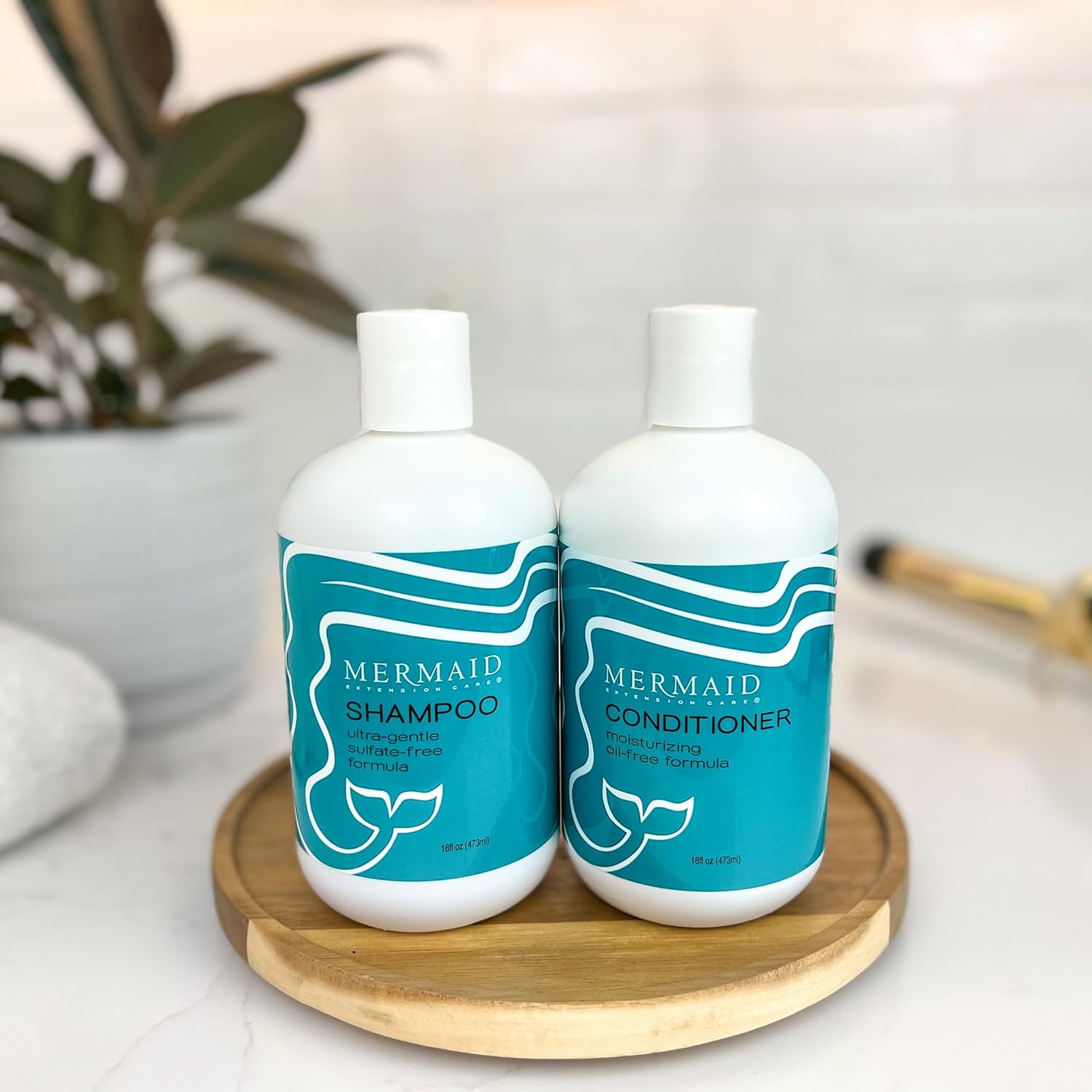 Mermaid Extension Hair Care Shampoo and Conditioner Set 16 oz Oil-Free Vegan Formula - Image 7