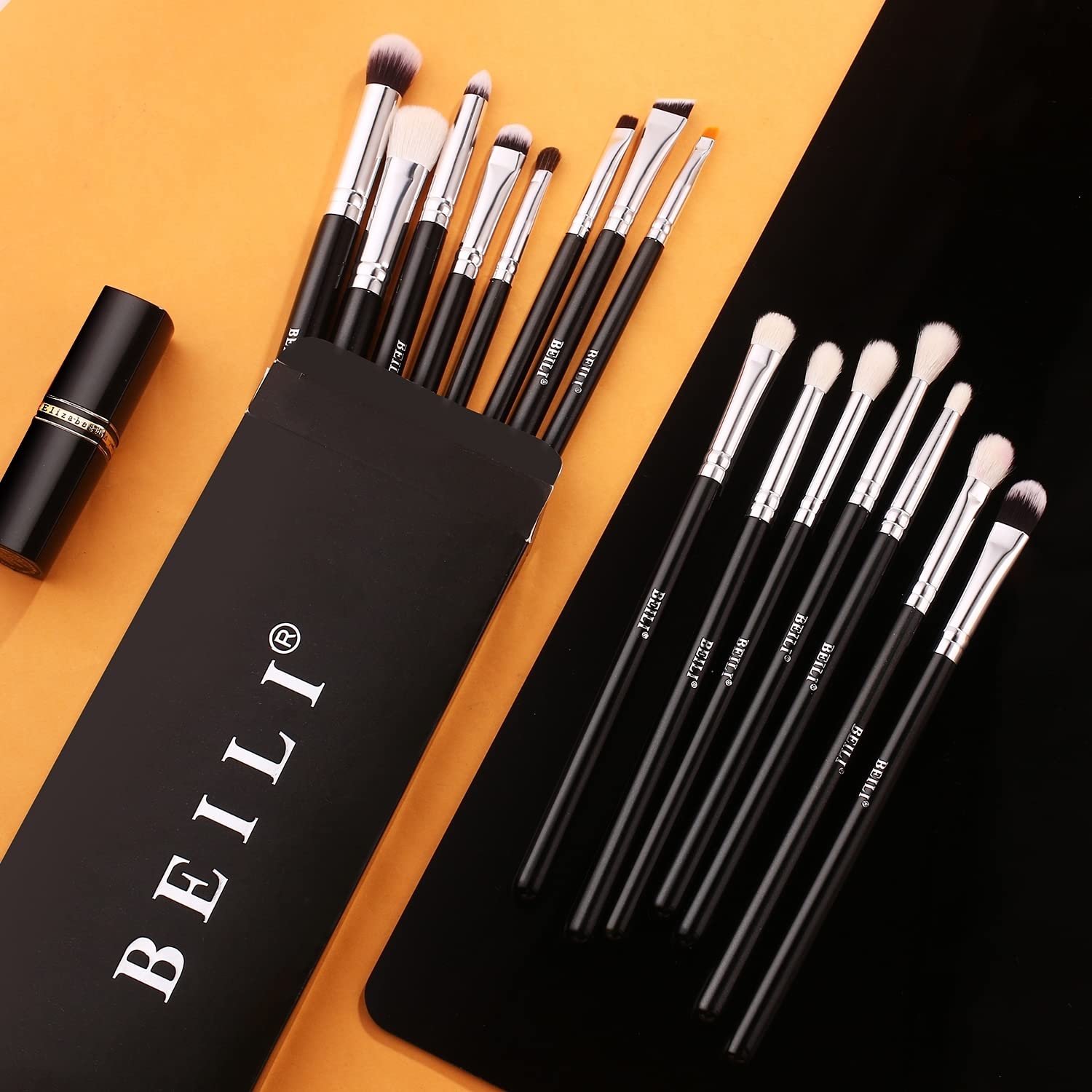 BEILI 15pc Eye Makeup Brush Set Synthetic Natural Hair Blending Eyeliner - Image 3