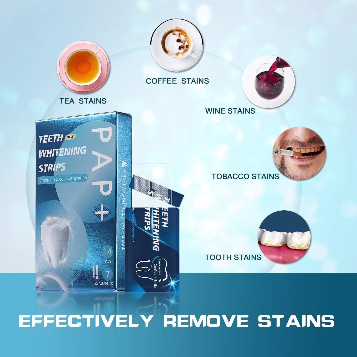Gentle Teeth Whitening Strips - 14 Strips for 7 Treatments, Coffee & Wine Stain Removal - Image 3