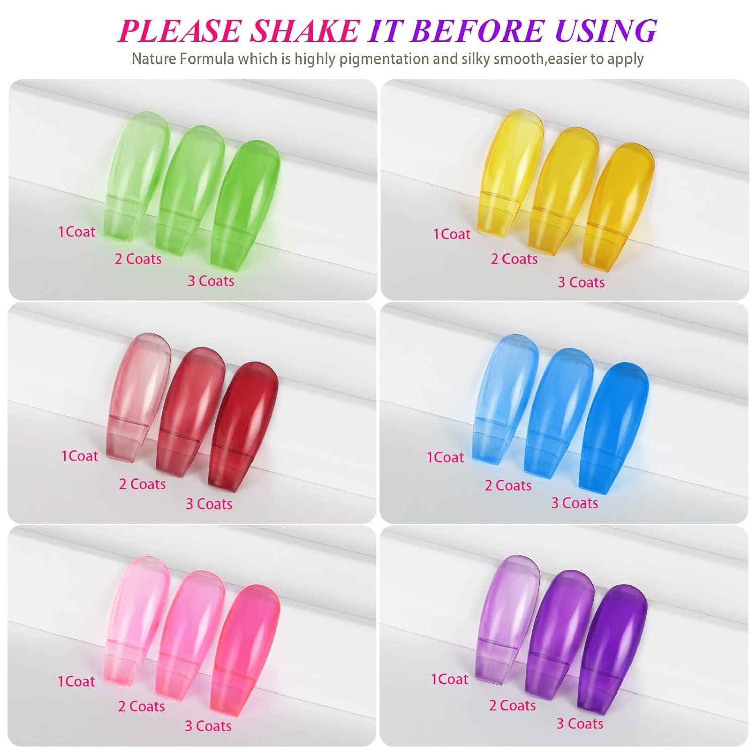 Artdone 6-Color Transparent Gel Nail Polish UV LED Curing Kit 15ml Capacity - Image 2