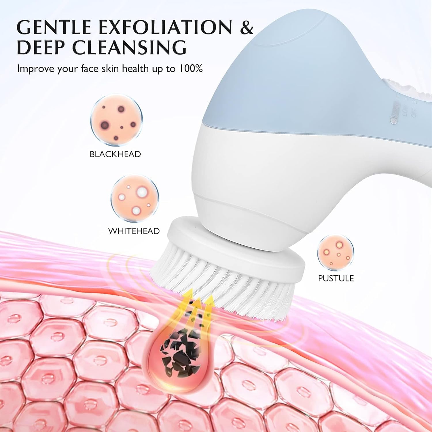 COSLUS 7-in-1 Waterproof Silicone Electric Facial Cleansing Brush Skin Care Device - Image 5