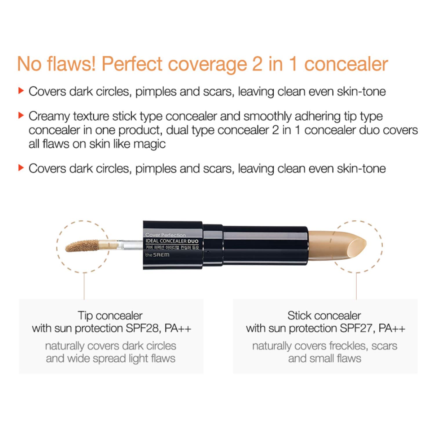 THESAEM Cover Perfection Ideal Concealer Duo 2 x 6g Clear Beige Full Coverage - Image 3