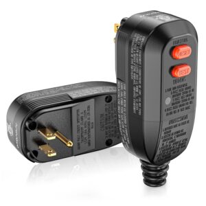 GFCI Replacement Plug Assembly Auto Reset 10 Amp 3 Prongs, 5 Years Warranty, Ground Fault Circuit Interrupter Safety Plug for Pressure Washer, Hot Tub, Air Conditioner, Hair Dryer