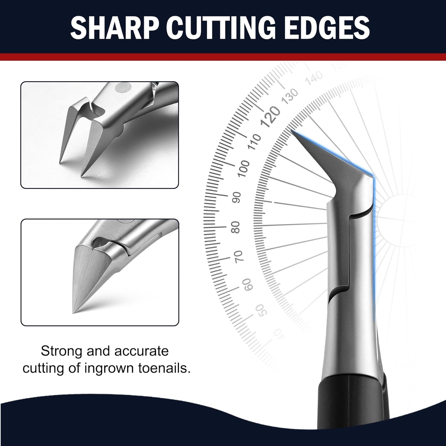 FVION Professional Black Ingrown Toenail Clippers for Adults Seniors Straight Design - Image 4