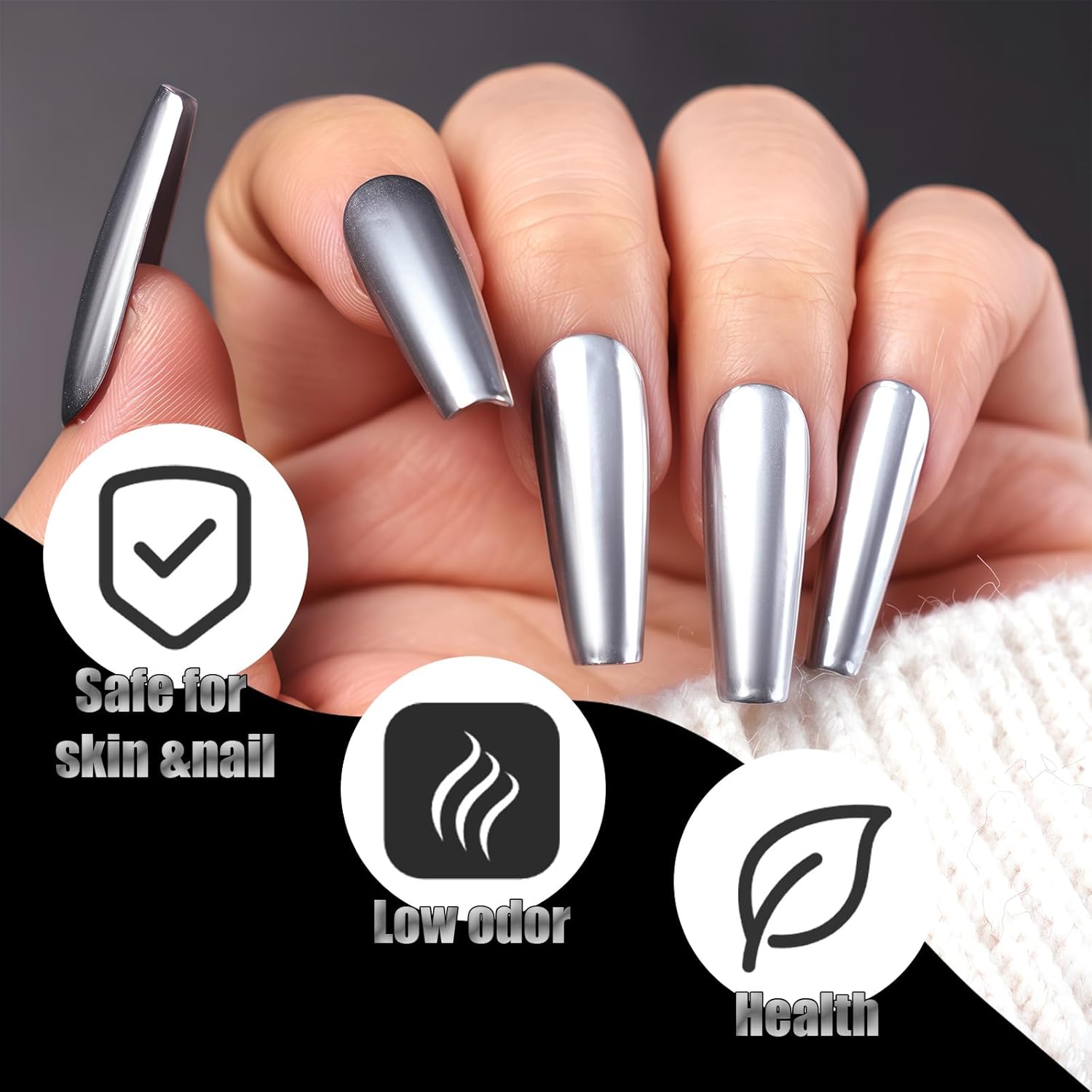 Metallic Super Shiny Mirror Silver Gel Nail Polish 5ml Long-Lasting High Gloss - Image 4