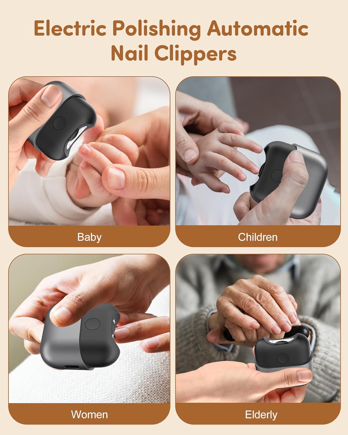 Baby and Adult Electric Nail Clipper, USB Rechargeable with Built-in Light and Nail Catcher - Image 3