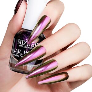 MIZHSE Chameleon Nail Polish, Pink Nail Polish Air Dry, 15ml/0.5 fl oz High Glossy Shine Finish Nail Pigment Color Shifting Nail Art Salon Manicure Home