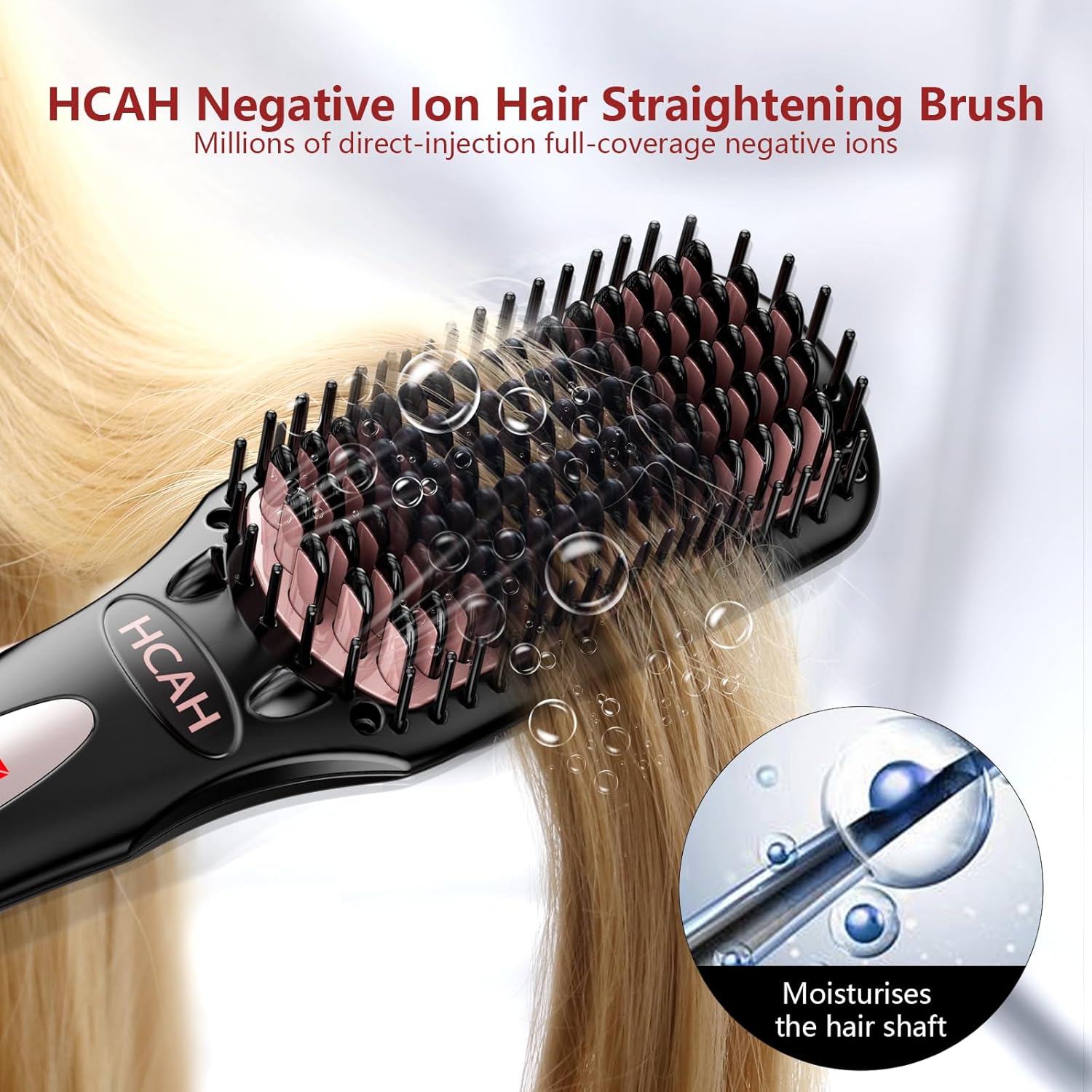 Ionic Hair Straightener Brush for Women, Anti-Scald, Travel Size, Auto-Off, Glove Included - Image 3