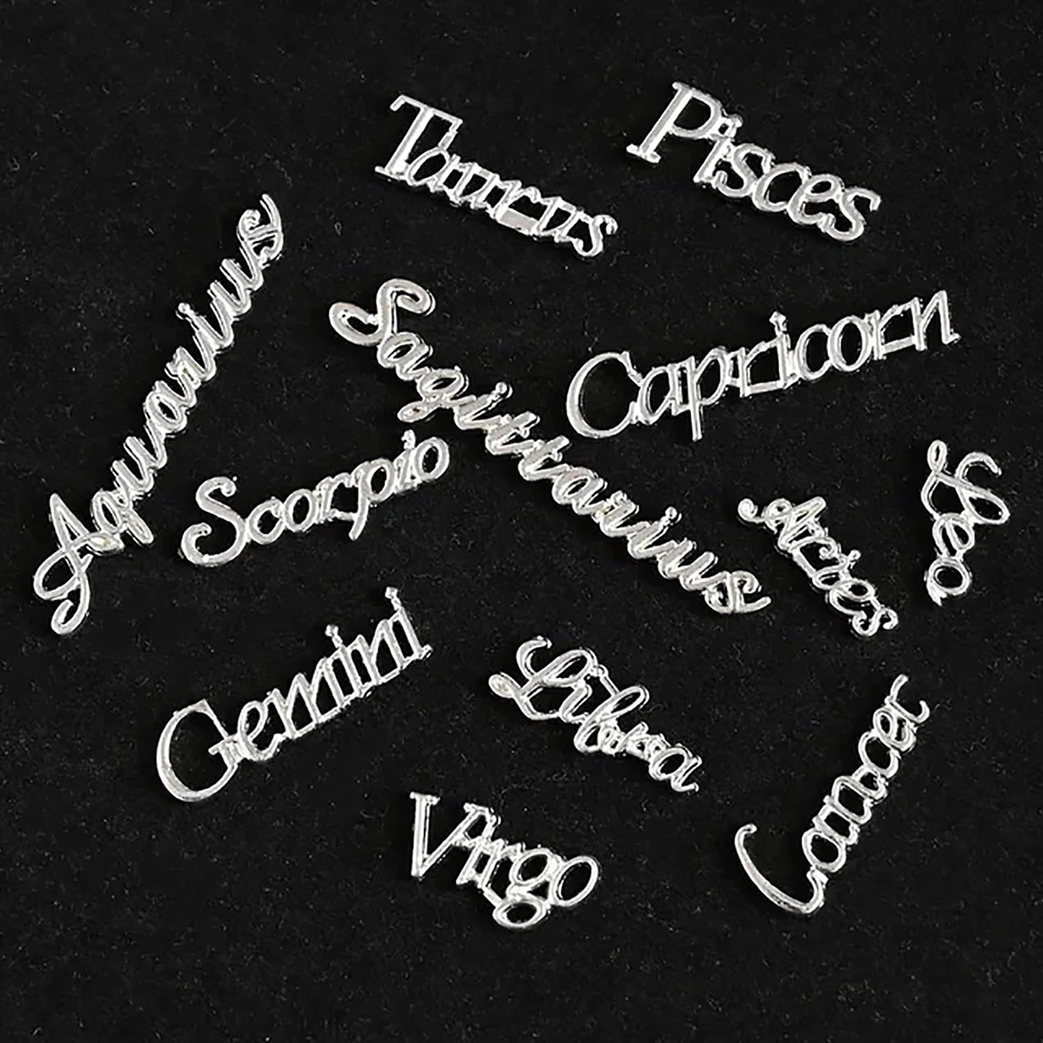 15pcs 3D Silver Zodiac Aries Nail Charms with 5 Signs and 10 Letter Studs for DIY Crafts - Image 3