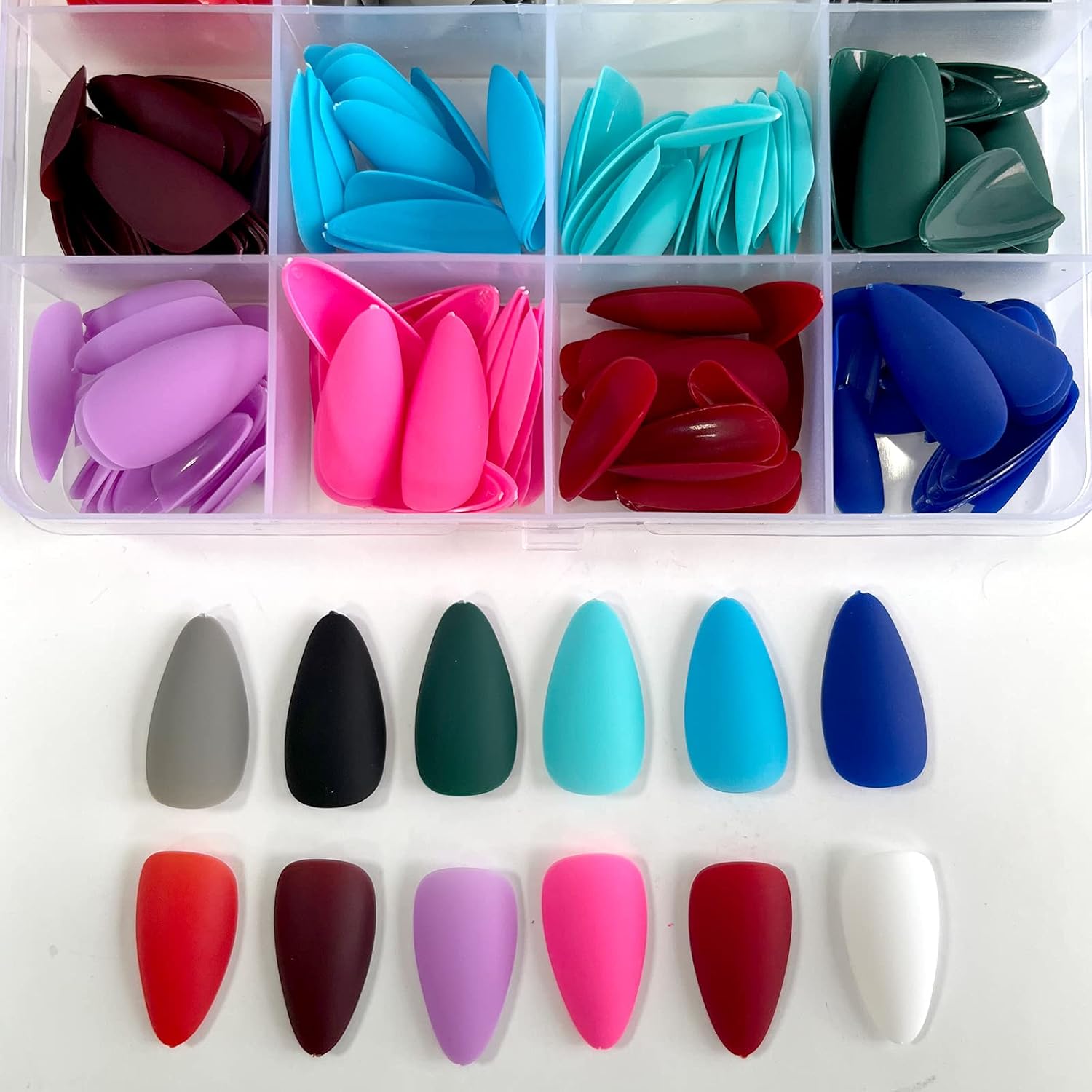 AddFavor 12 Pack Short Square Press On Nails Matte Acrylic Colored Fingernails Kit for Women - Image 2