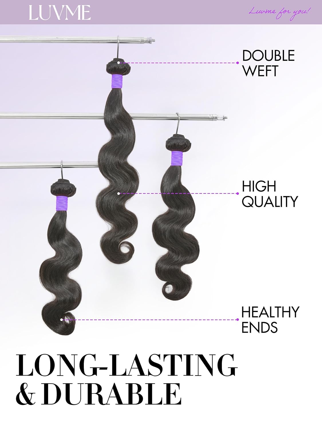 LUVME Virgin Human Hair Body Wave Bundles 3 Pack 16 18 20 Inch - Image 7