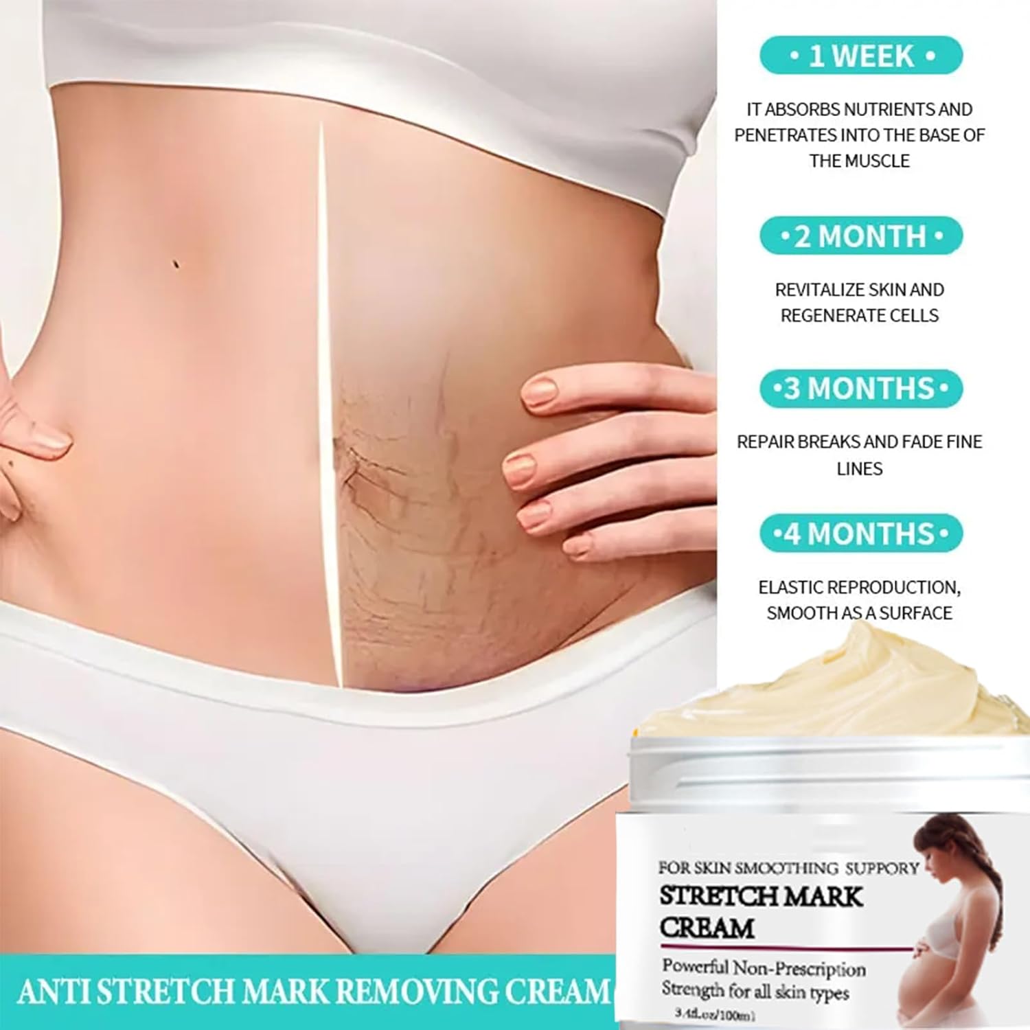 Shea Butter Stretch Mark Cream and Lotion for Pregnancy, 8 oz - Image 3