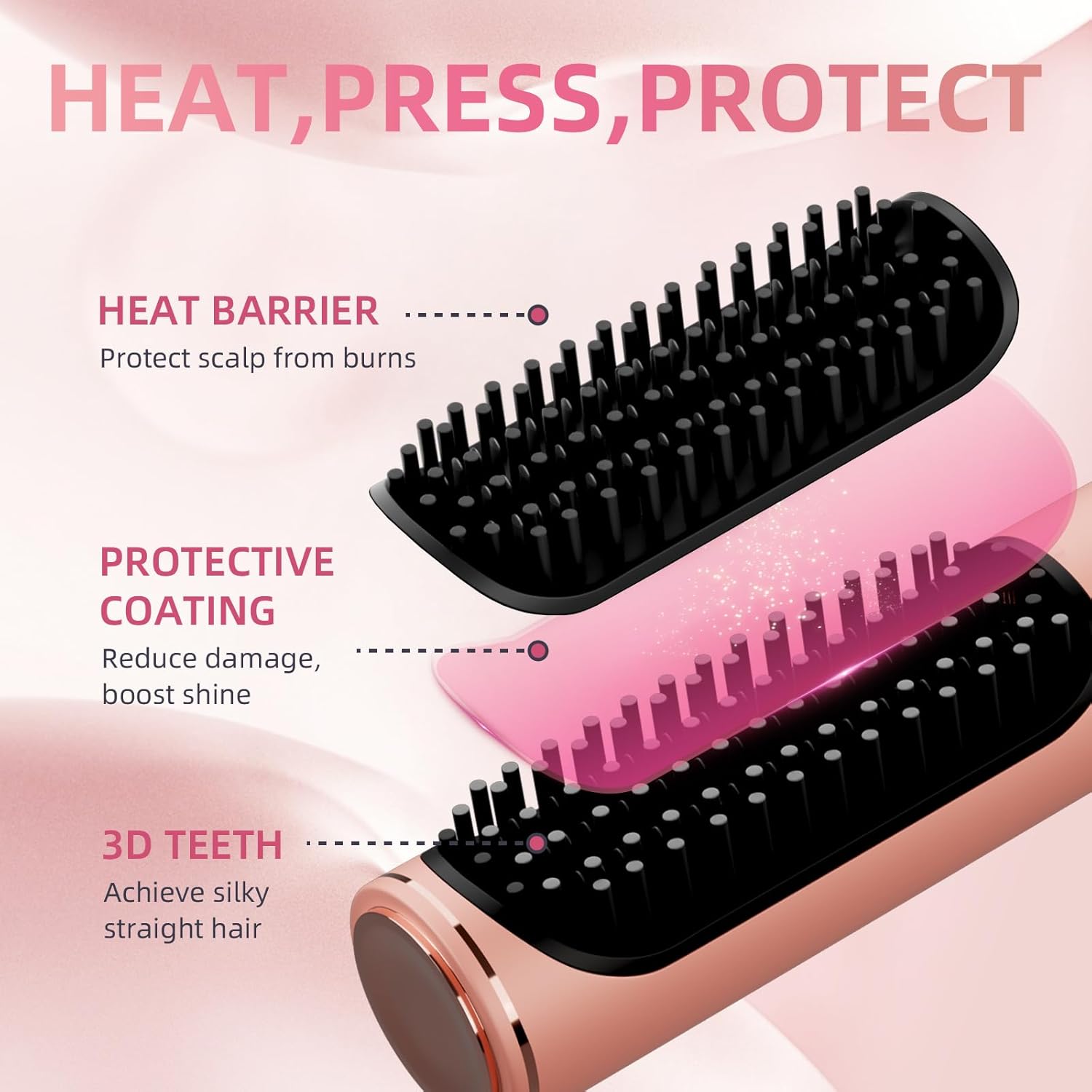 Ionic Ceramic Hair Straightener Brush for Women, Anti-Scald Design, Fast Heating, Home Use - Image 8