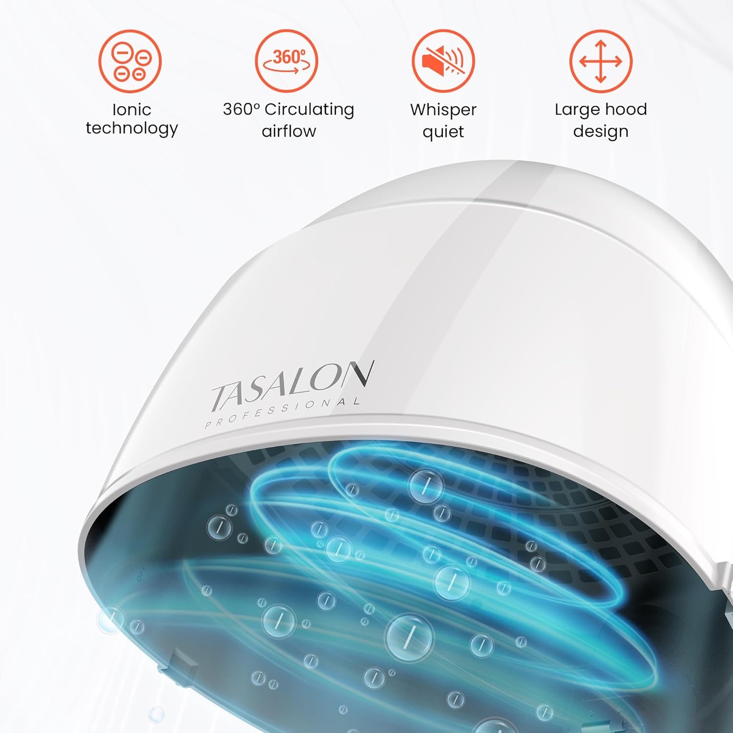 TASALON 1875W Portable Ionic Hooded Hair Dryer with 3 Heat Settings and Adjustable Height - Image 6