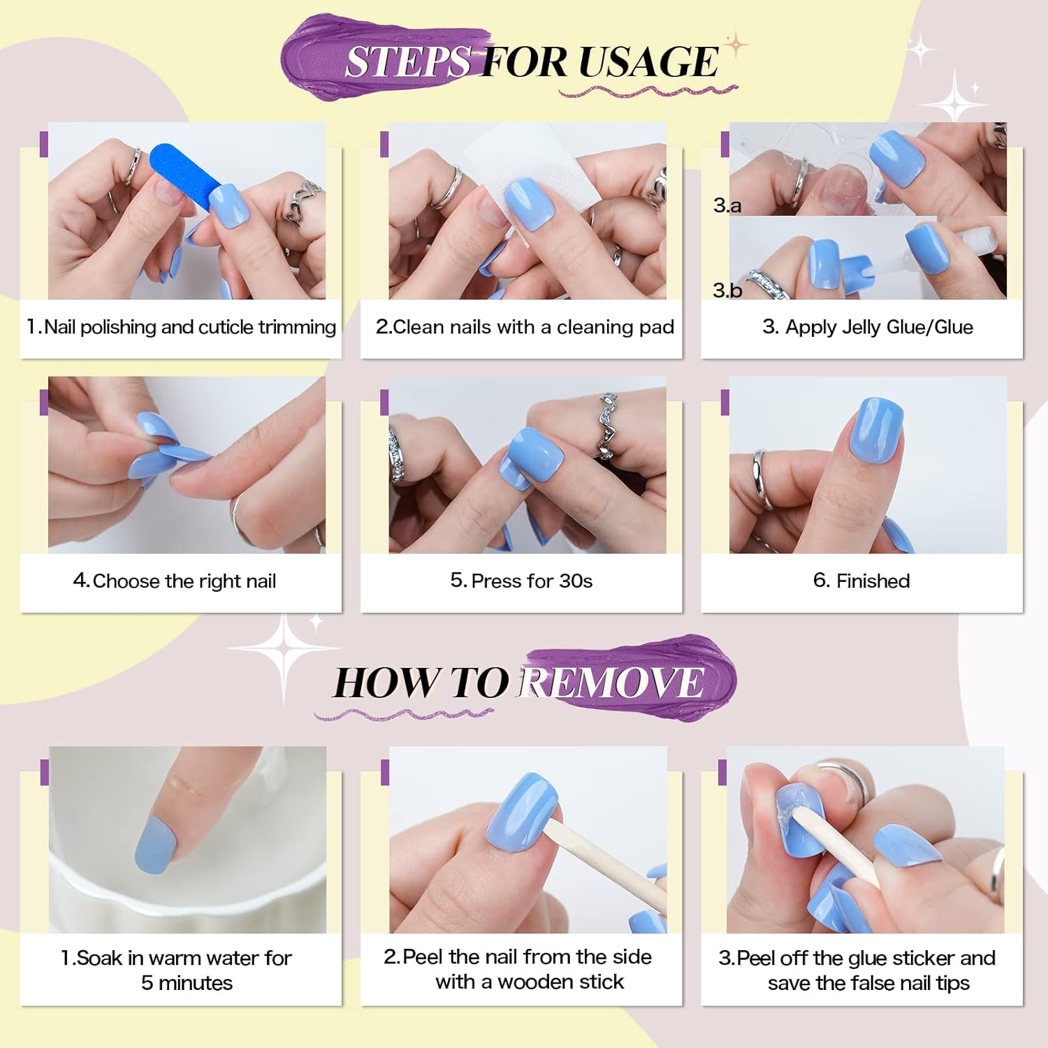 24pcs Long Coffin Press on Nails, Reusable Glossy Acrylic Fluorescent Yellow Nail Tips - Image 6