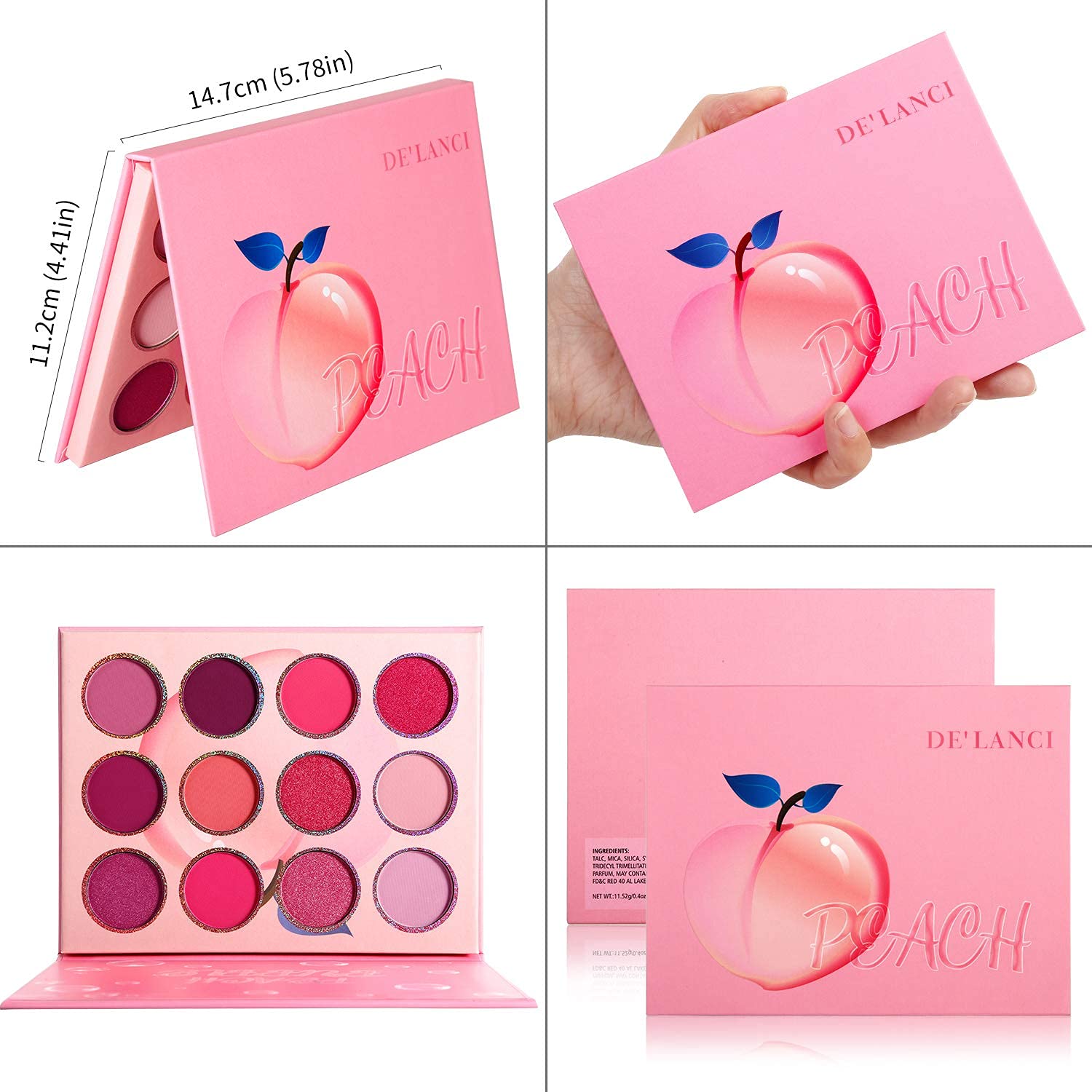 DE'LANCI Pink Purple 12 Color High Pigment Matte Shimmer Eyeshadow Palette Compact Size - Image 6