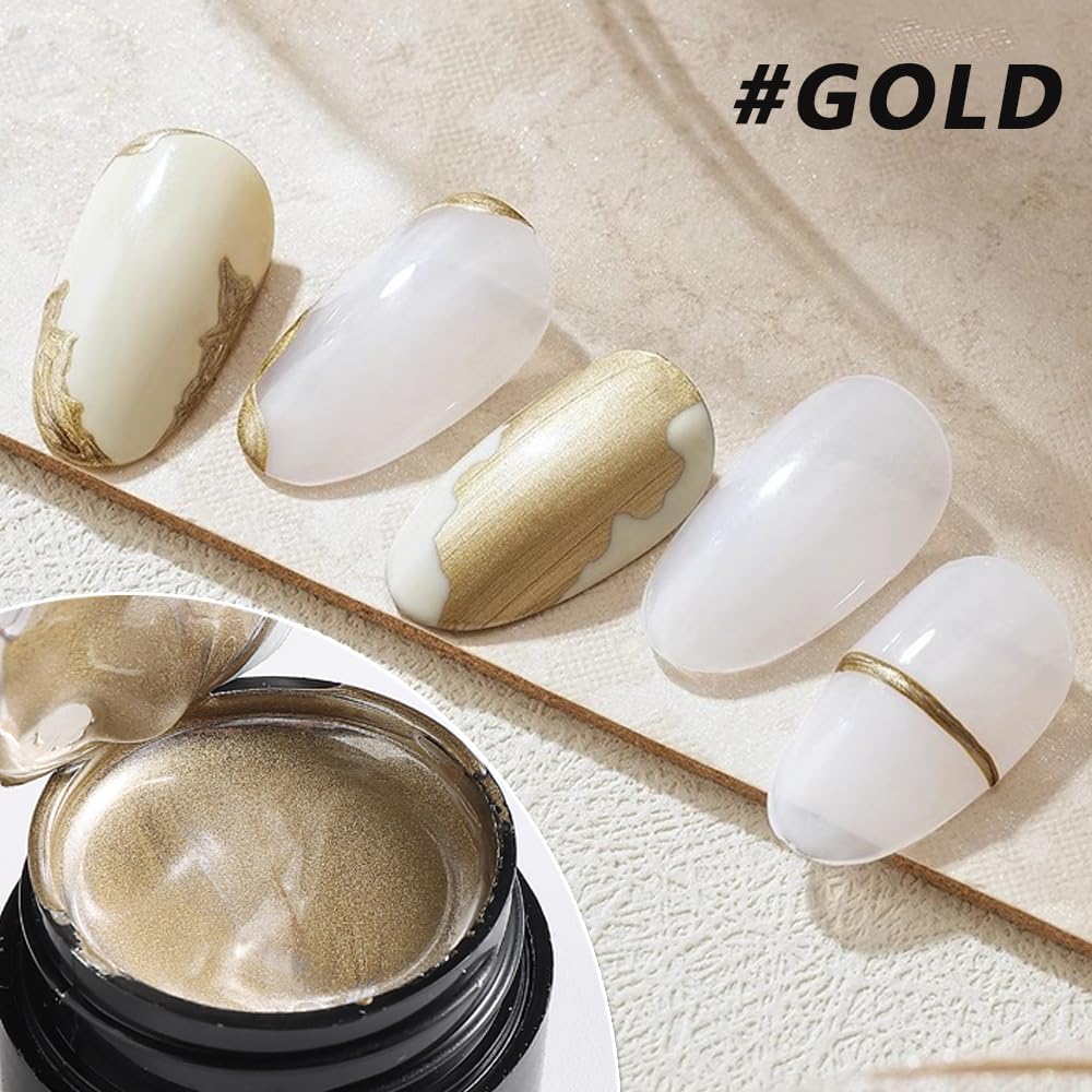 2 Piece 5ml Metallic Gel Nail Polish Set Gold Silver Mirror Chrome Effect - Image 5