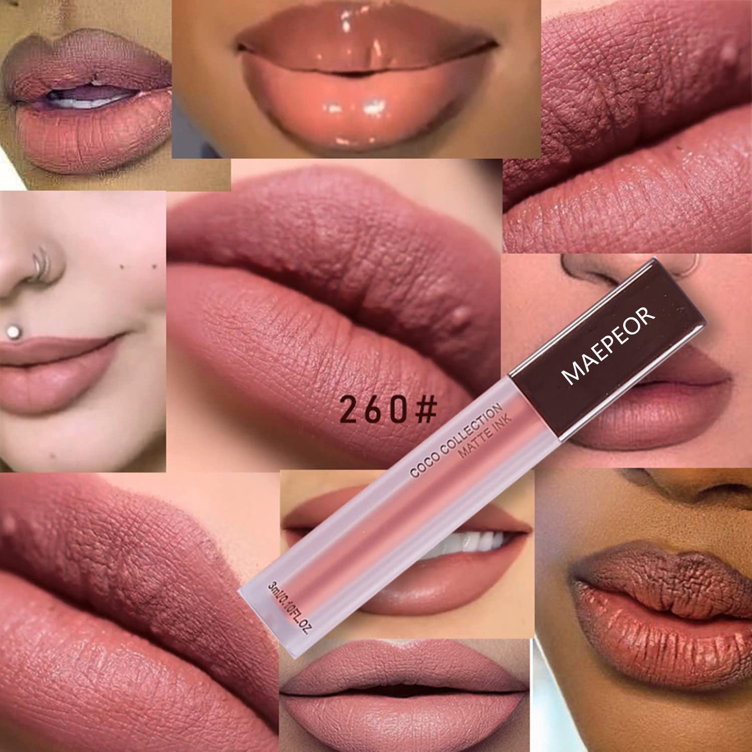 MAEPEOR 5-Piece Matte Liquid Lipstick Set Bold Colors High-Pigmented Long-Lasting Wear - Image 3