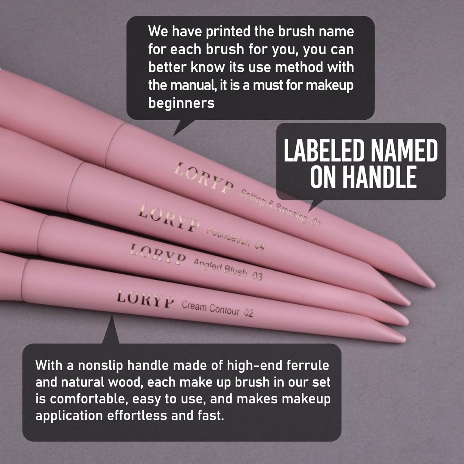 LORYP 18-Piece Pink Makeup Brush Set with Ultra-Soft Hair for Face and Eyes - Image 6