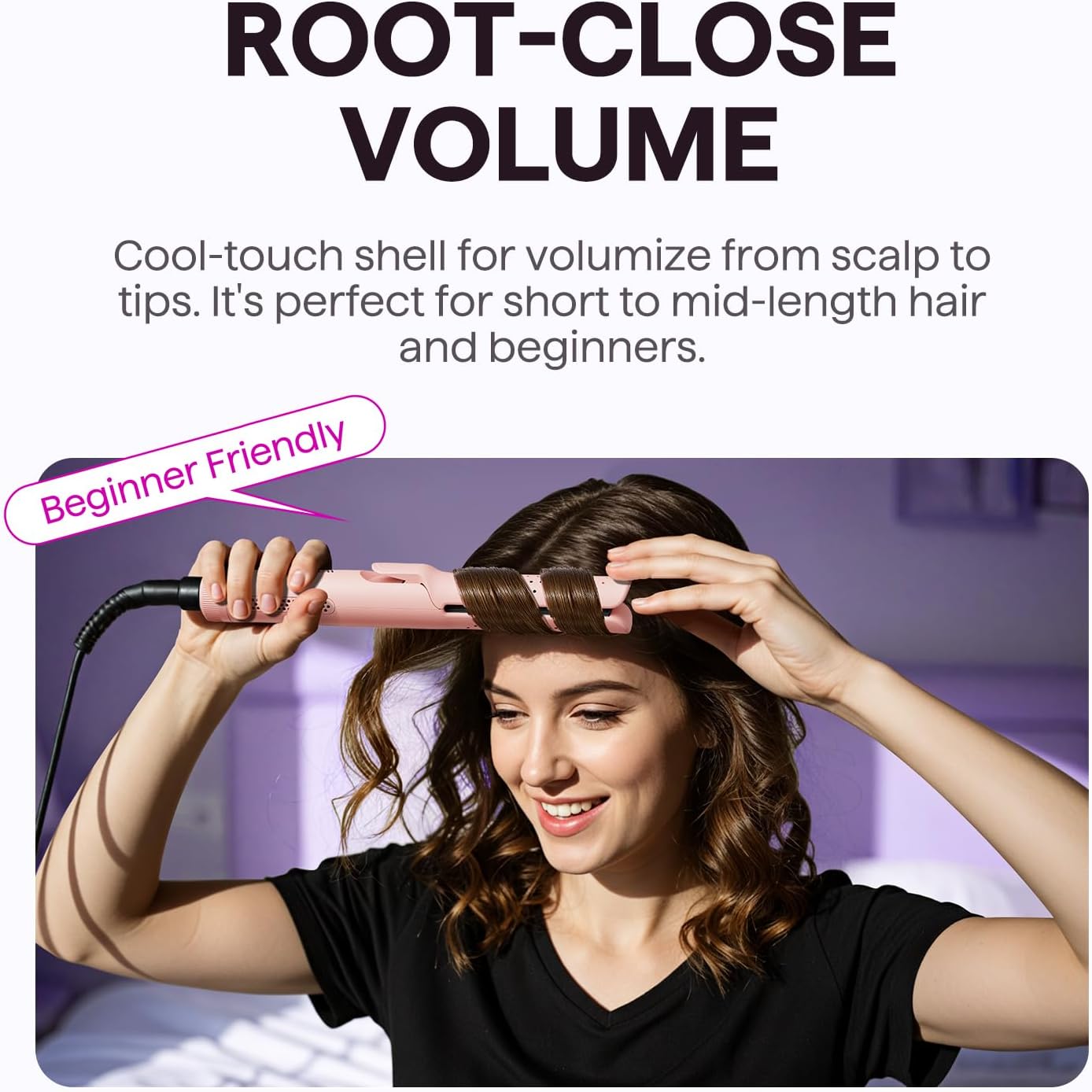 Wavytalk 2-in-1 Airflow Styler Curling Iron and Straightener, 1 Inch Barrel, Pink - Image 4