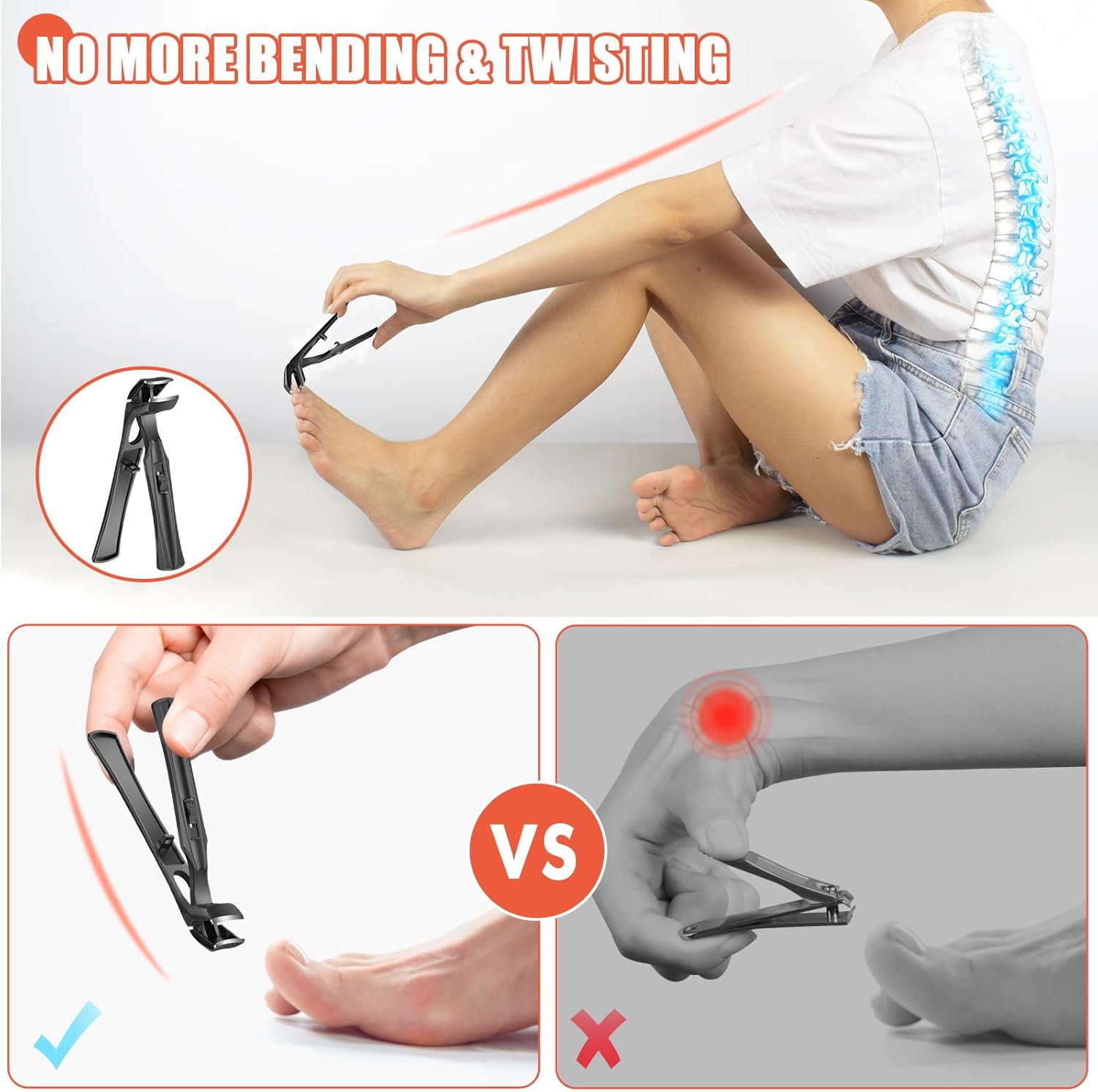 Heavy Duty Large Nail Clippers for Men, Long Handle Angled Design for Thick Toenails Seniors - Image 3