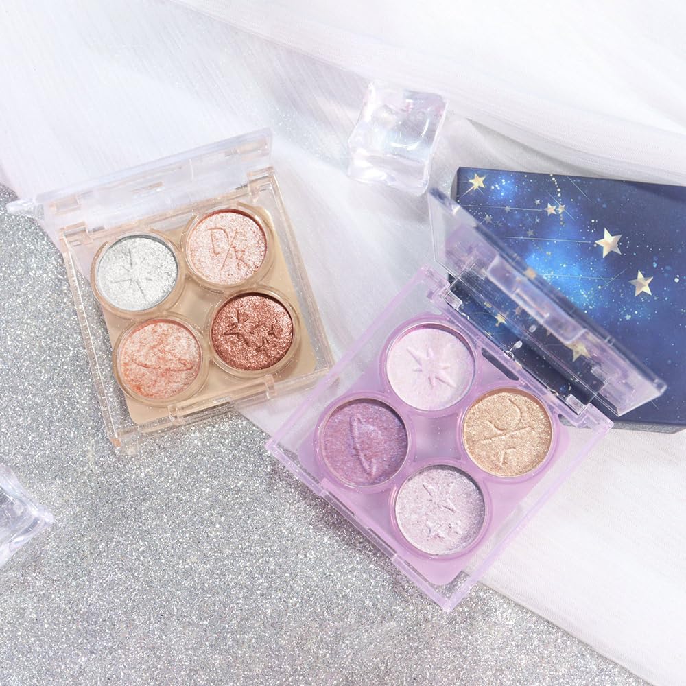 AMY'S DIARY 4 Color Light Purple Glitter Eyeshadow Palette Long-Lasting Vegan Makeup - Image 7