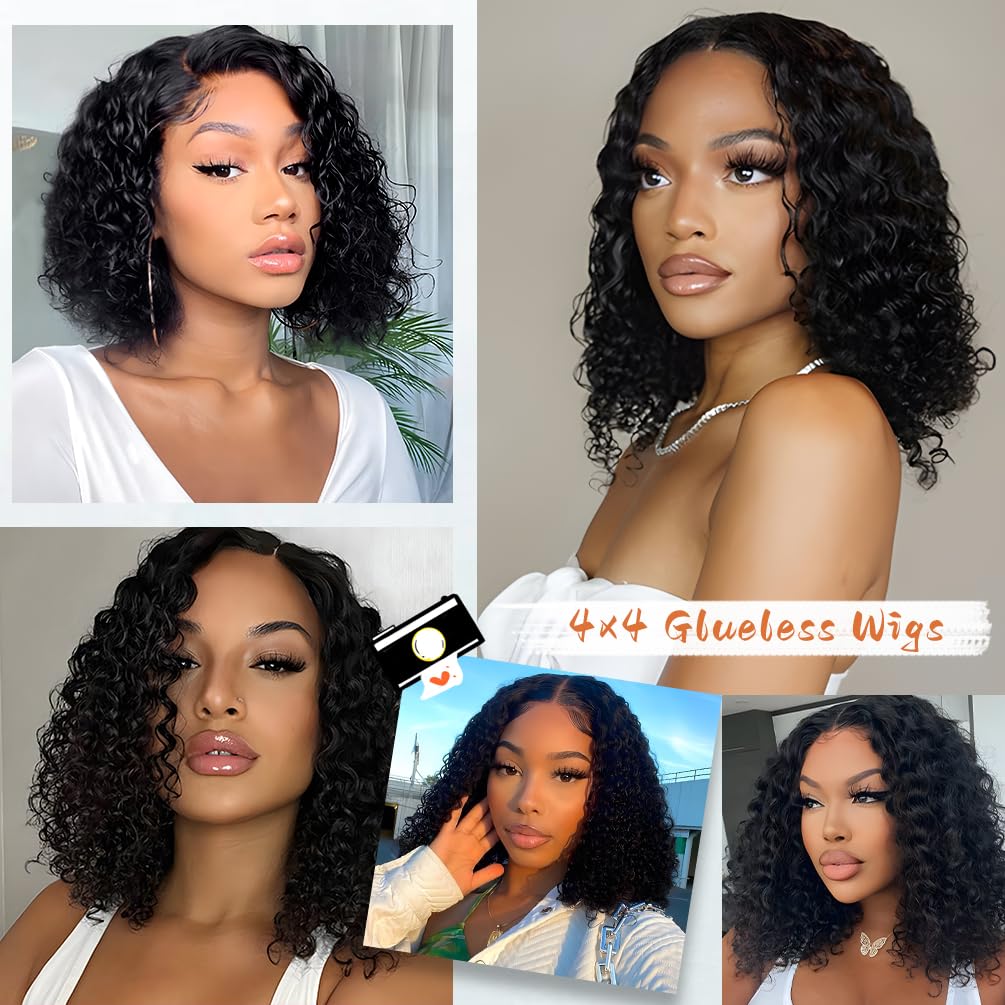 10 Inch Short Curly Deep Wave Glueless Human Hair Lace Front Wig for Women - Image 6