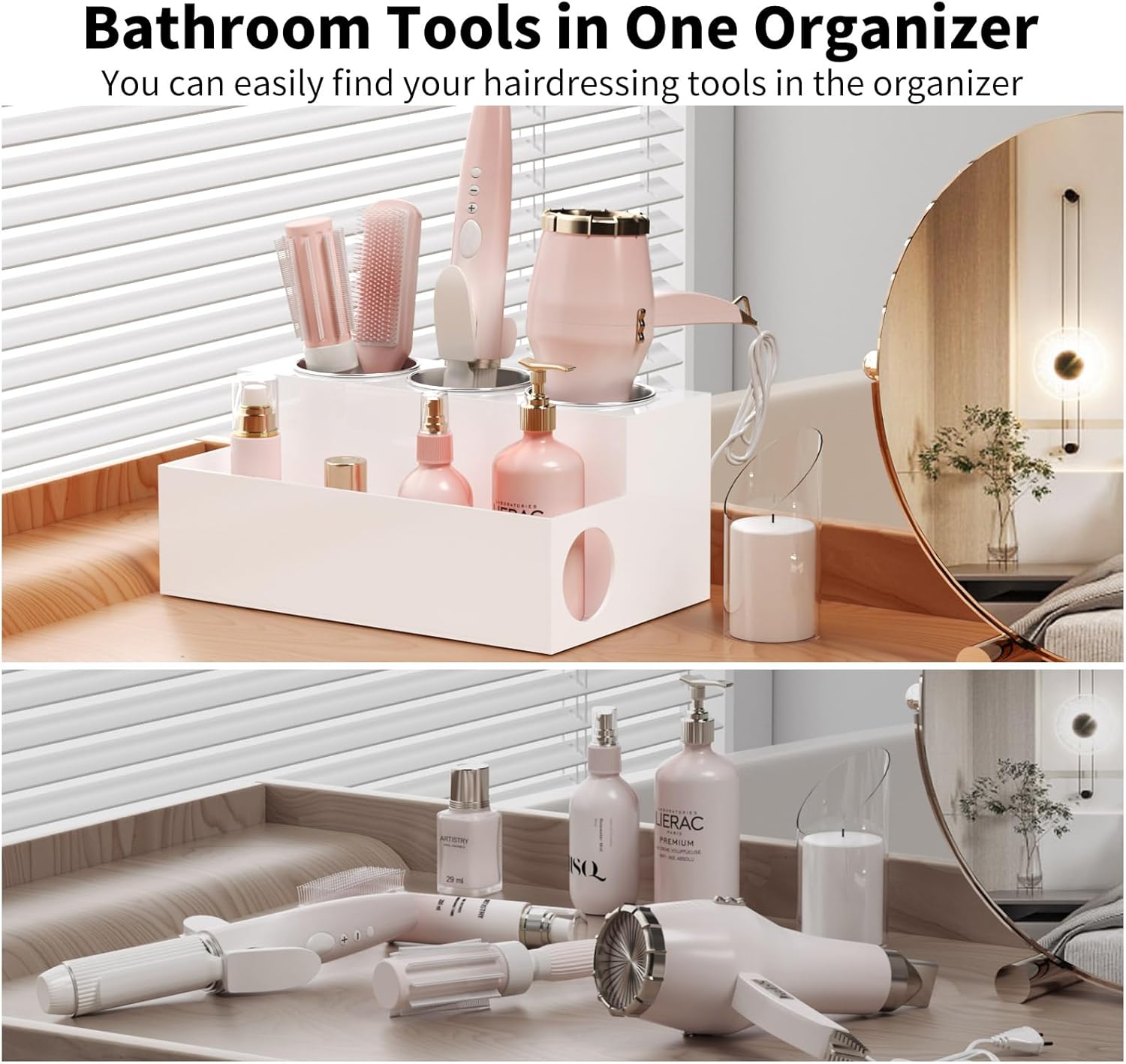 NIUBEE Acrylic Styling Tool Holder for Blow Dryers and Makeup Storage - Image 6