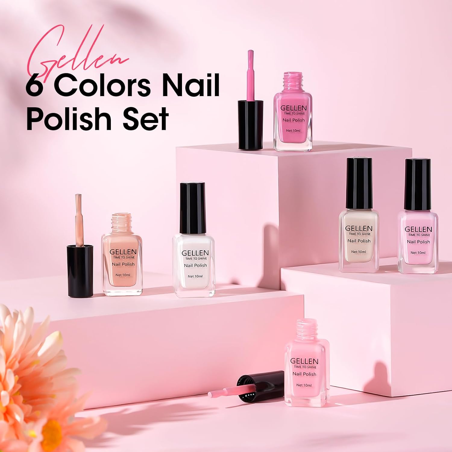 GELLEN 6-Piece Nude Nail Polish Set, Quick Dry, Non-Toxic Regular Formula - Image 6