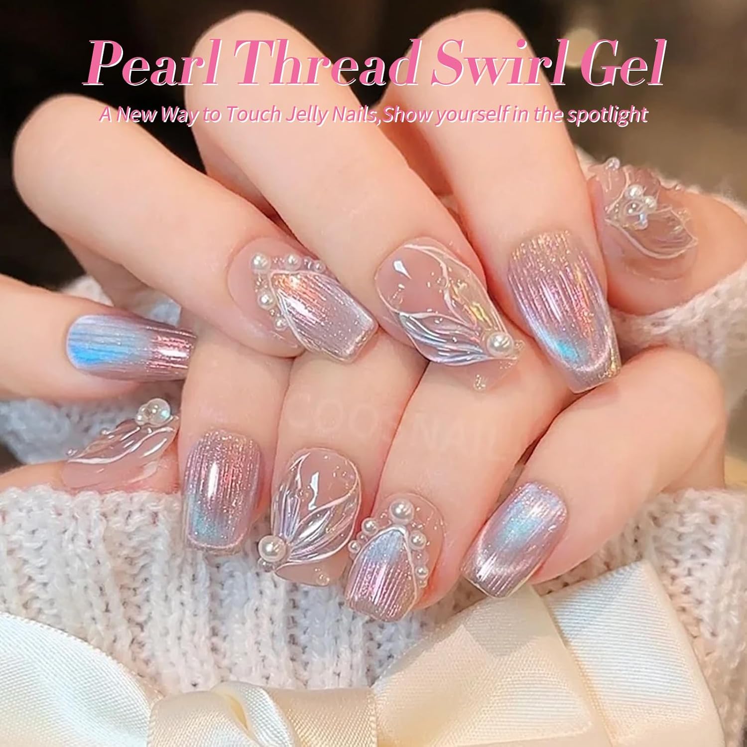 Born Pretty 6PCS Pearl Gel Nail Polish Set with Iridescent Glitter and Mermaid Effect - Image 7