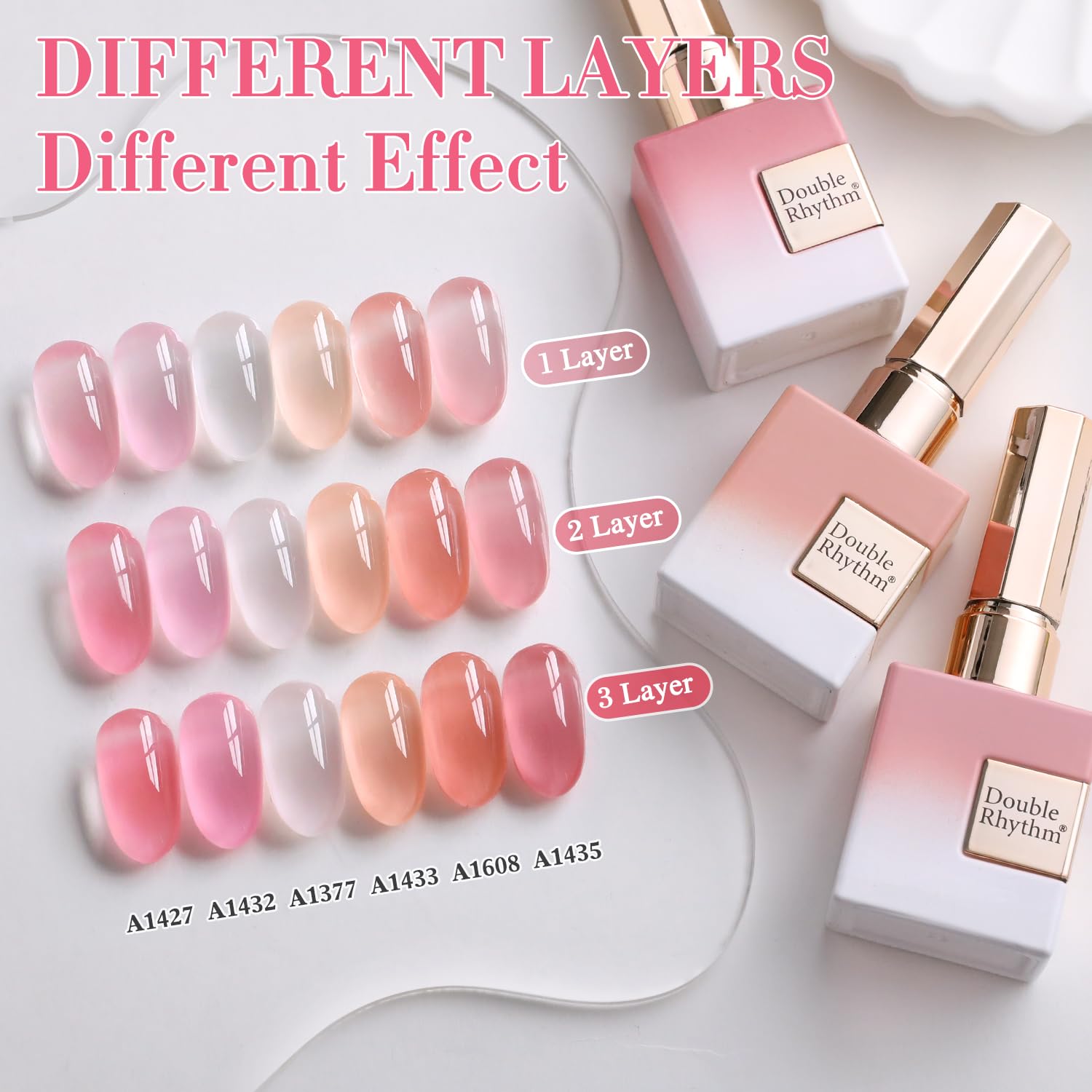 Double Rhythm 6 Piece 15 ML Gel Polish Set for DIY Nail Art at Home - Image 3