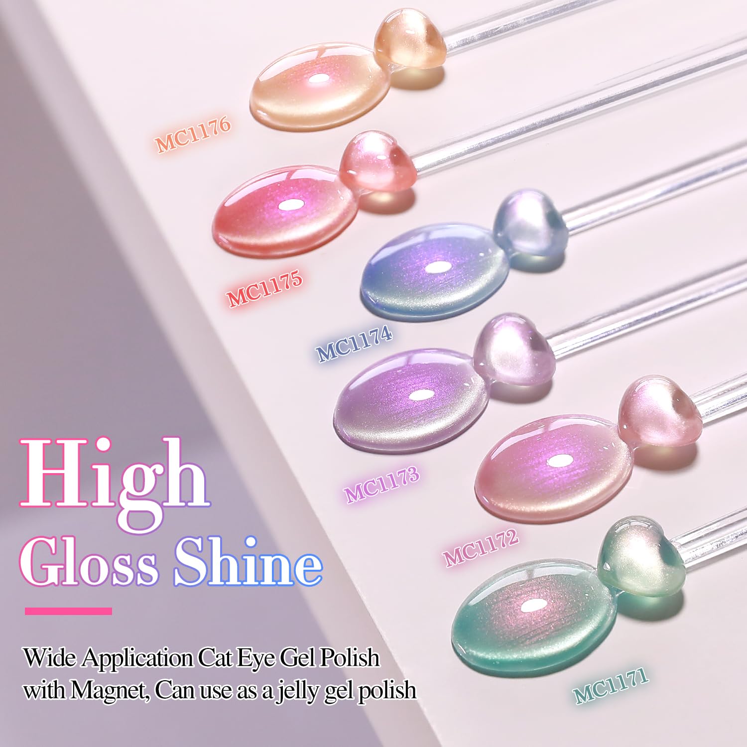 Double Rhythm 6-Piece Holographic Glitter Gel Nail Polish Set 0.5 Oz Mermaid Pink Rose - Image 5