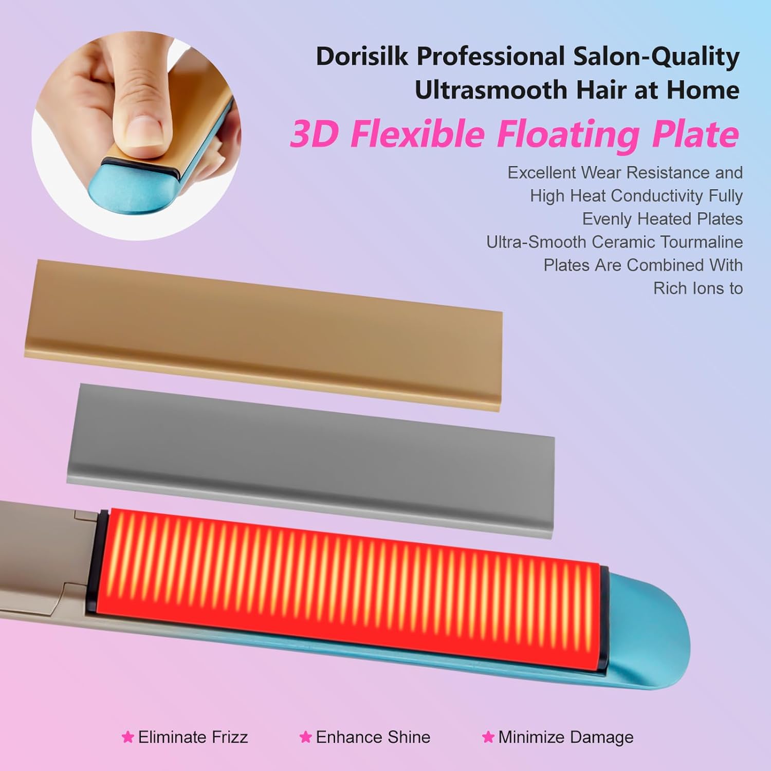 DORISILK 1 Inch Ceramic Hair Straightener and Curler 2 in 1 Flat Iron 450 Degrees - Image 2