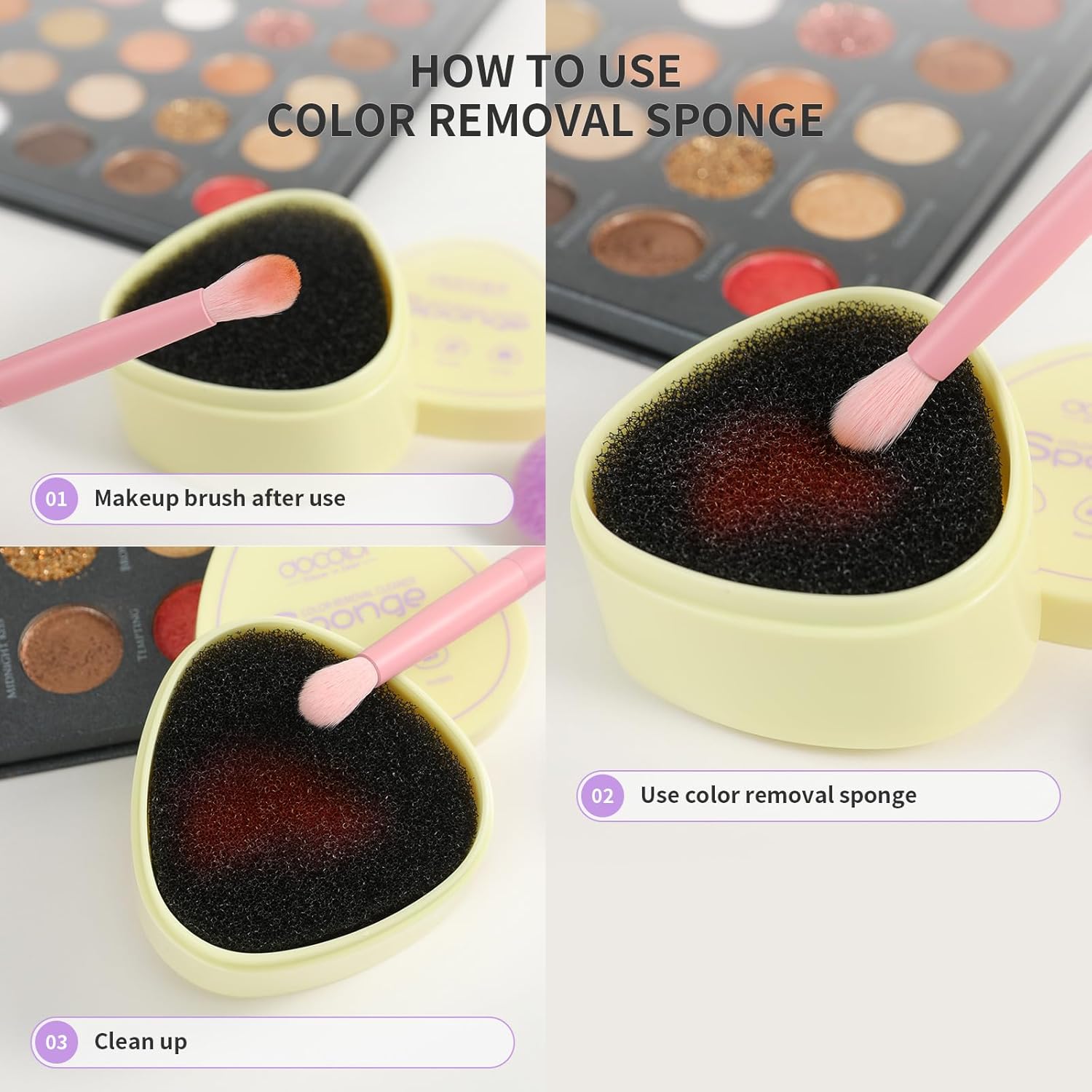 Docolor Vegan Makeup Brush Cleaner Set with Solid Soap Sponge and Mat - Image 3