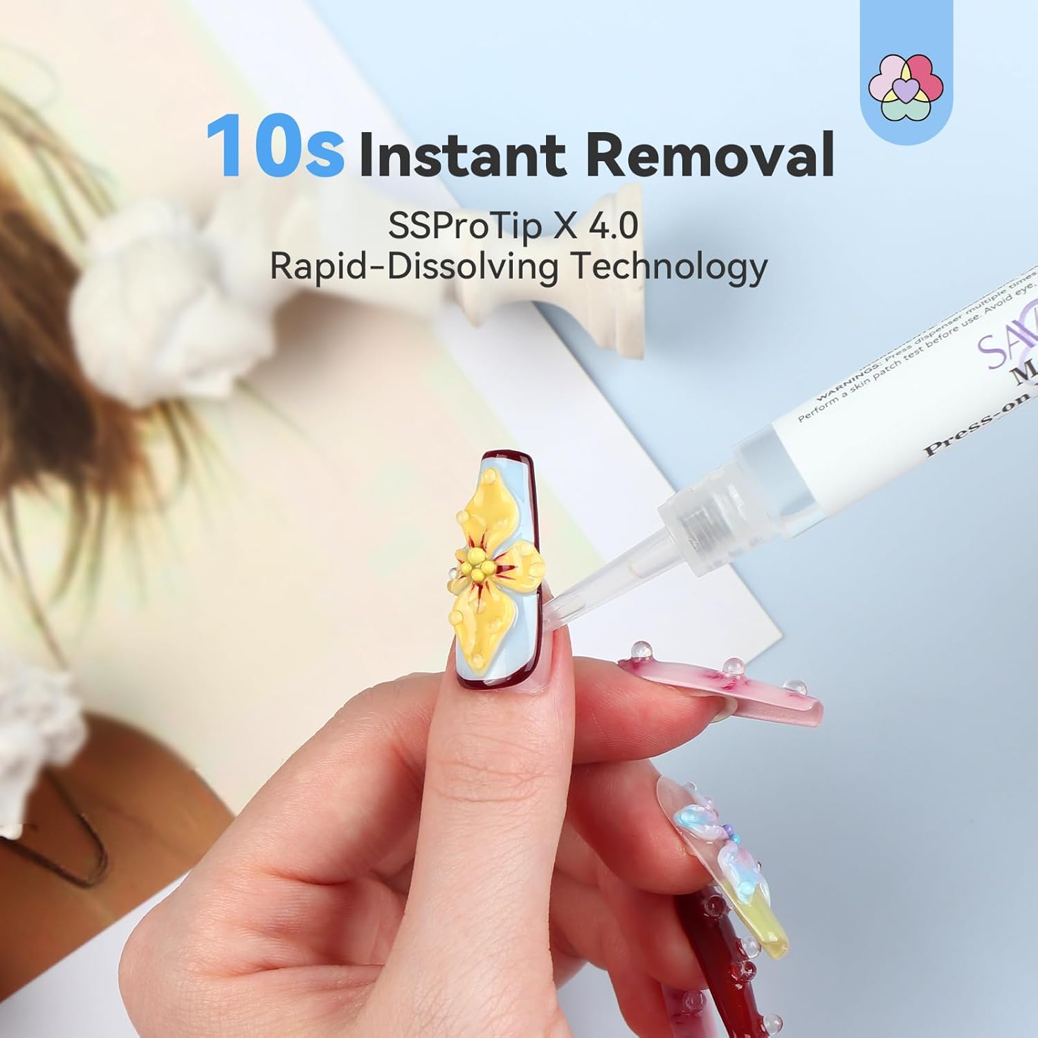 SAVILAND 10s Solid Nail Glue Remover Pen with Vitamin E and Castor Oil for Press On Nails - Image 2