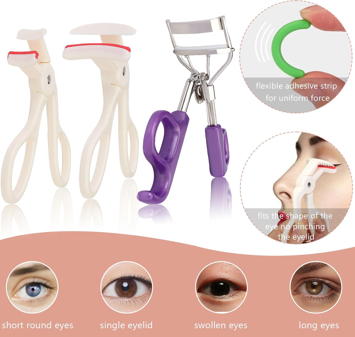 3PCS Professional Eyelash Curler Set with Silicone Refill Pads for Effortless Volume - Image 5
