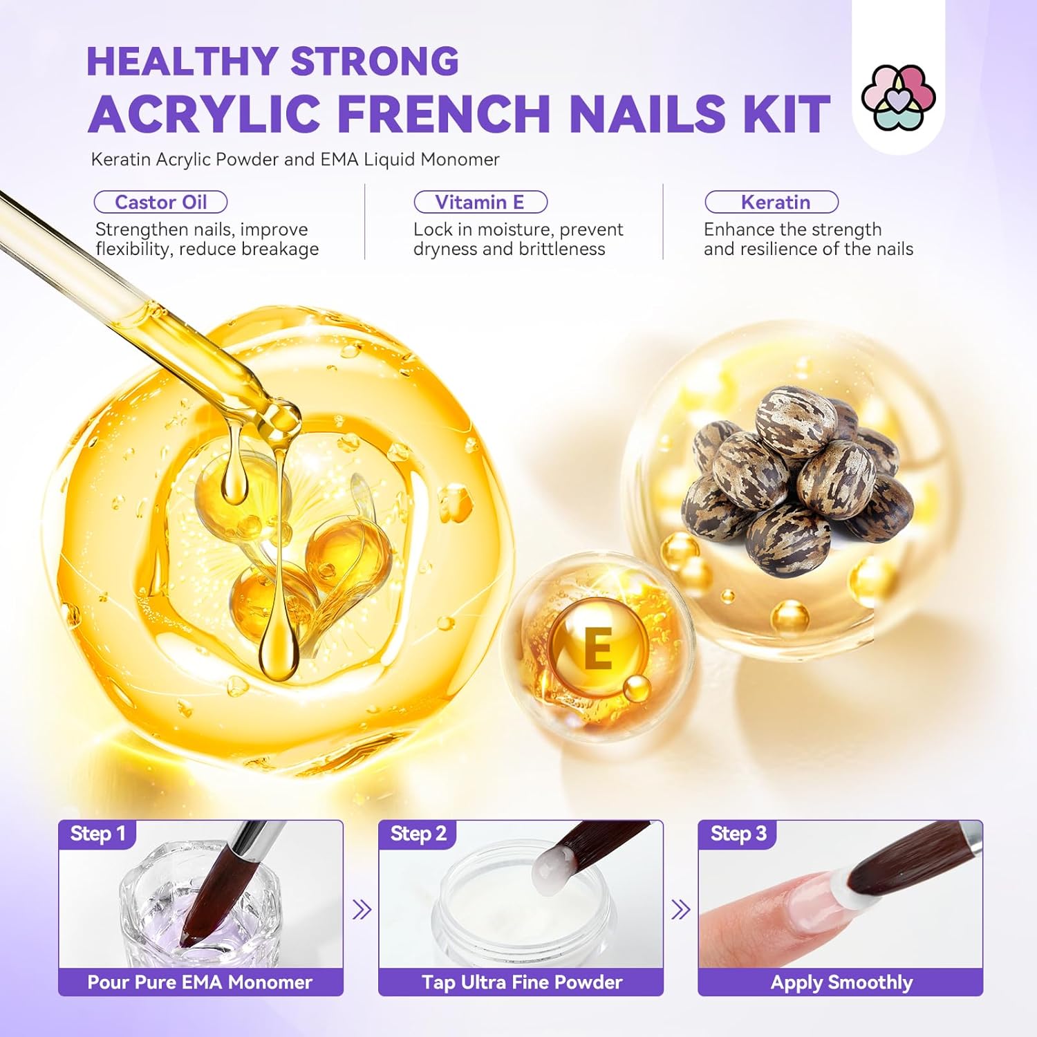 SAVILAND Acrylic Nail Kit for Beginners with Keratin Powder, Nail Primer, Glue, and Tools - Image 3