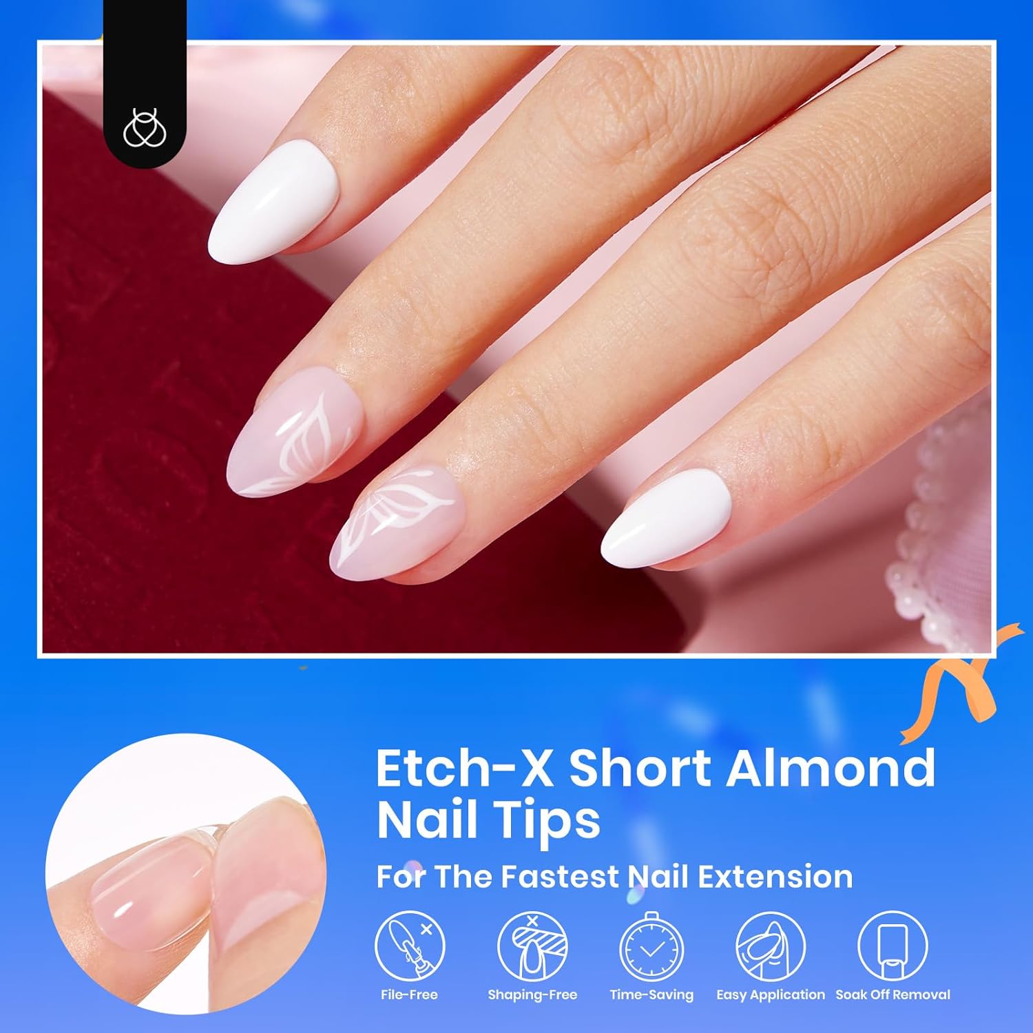 Beetles 288 Piece Extra Short Almond Clear Gel Nail Tips Full Cover in 12 Sizes - Image 3