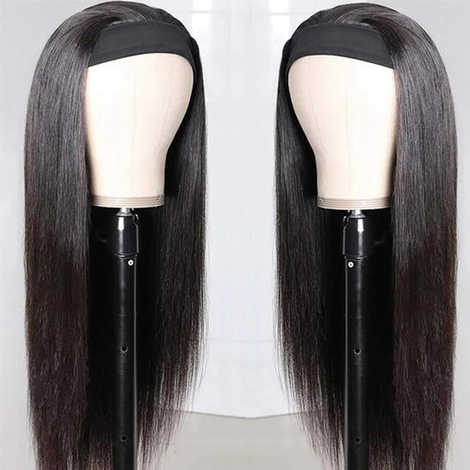 20 Inch Straight Brazilian Virgin Human Hair Headband Wig for Black Women, 150% Density - Image 2