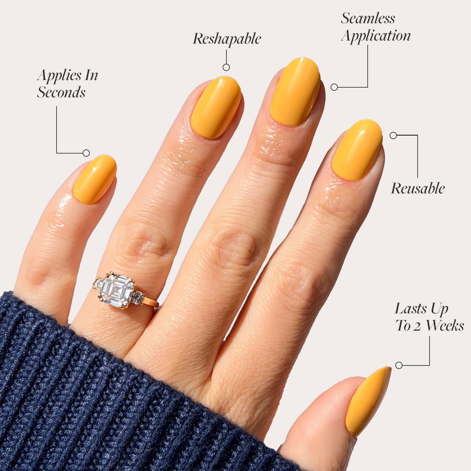 Glamnetic Reusable Short Round Sunset Orange Opaque Press On Nails 30 Kit 12 Sizes - Image 3