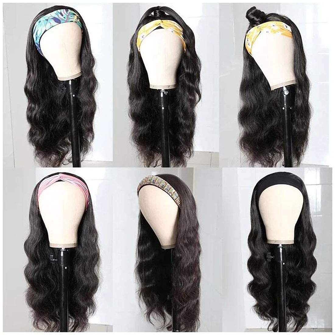Beauty Forever 20 Inch Body Wave Human Hair Headband Wig 150% Density Pre-attached Scarf - Image 8